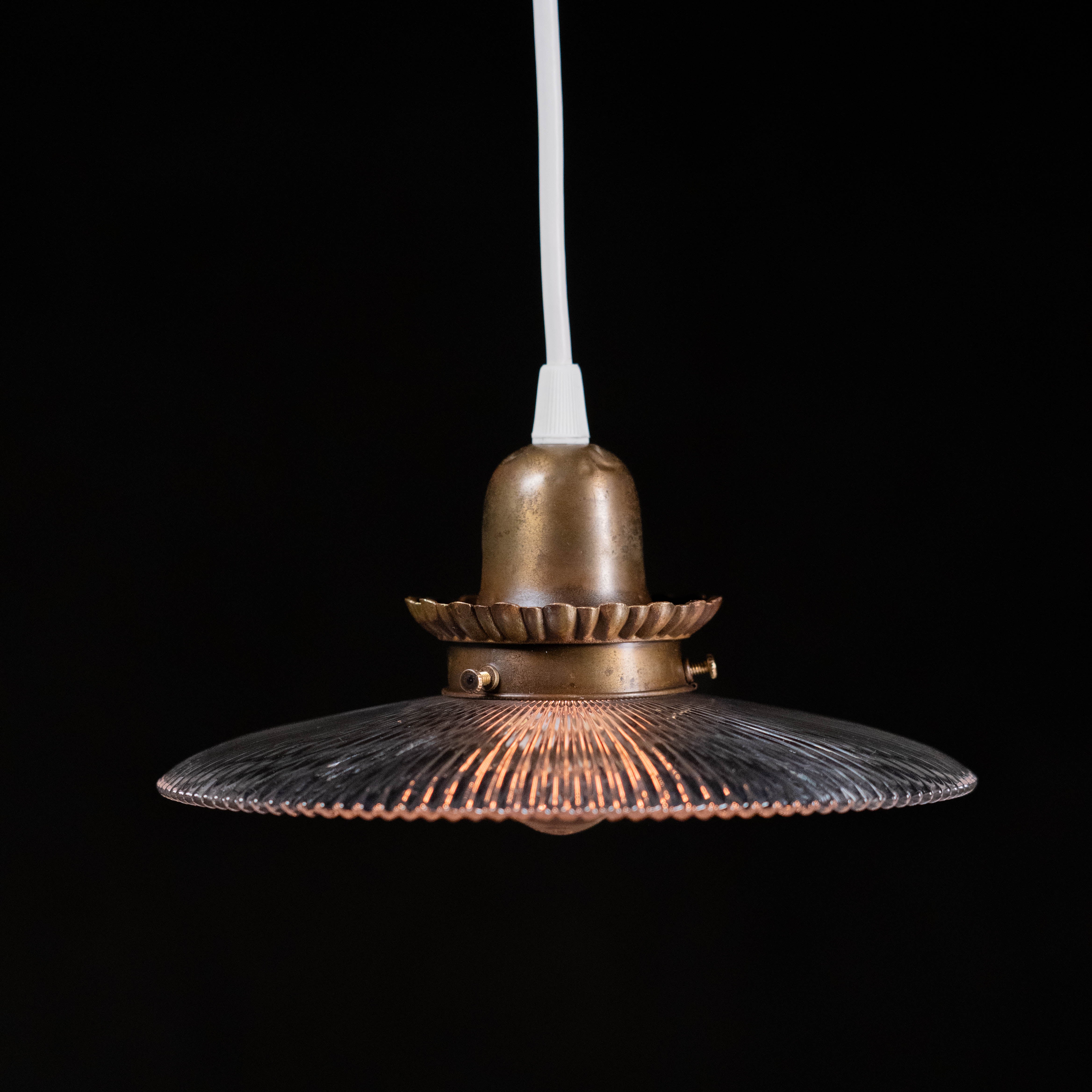 1910 American Single Holophane Saucer Pendant Light