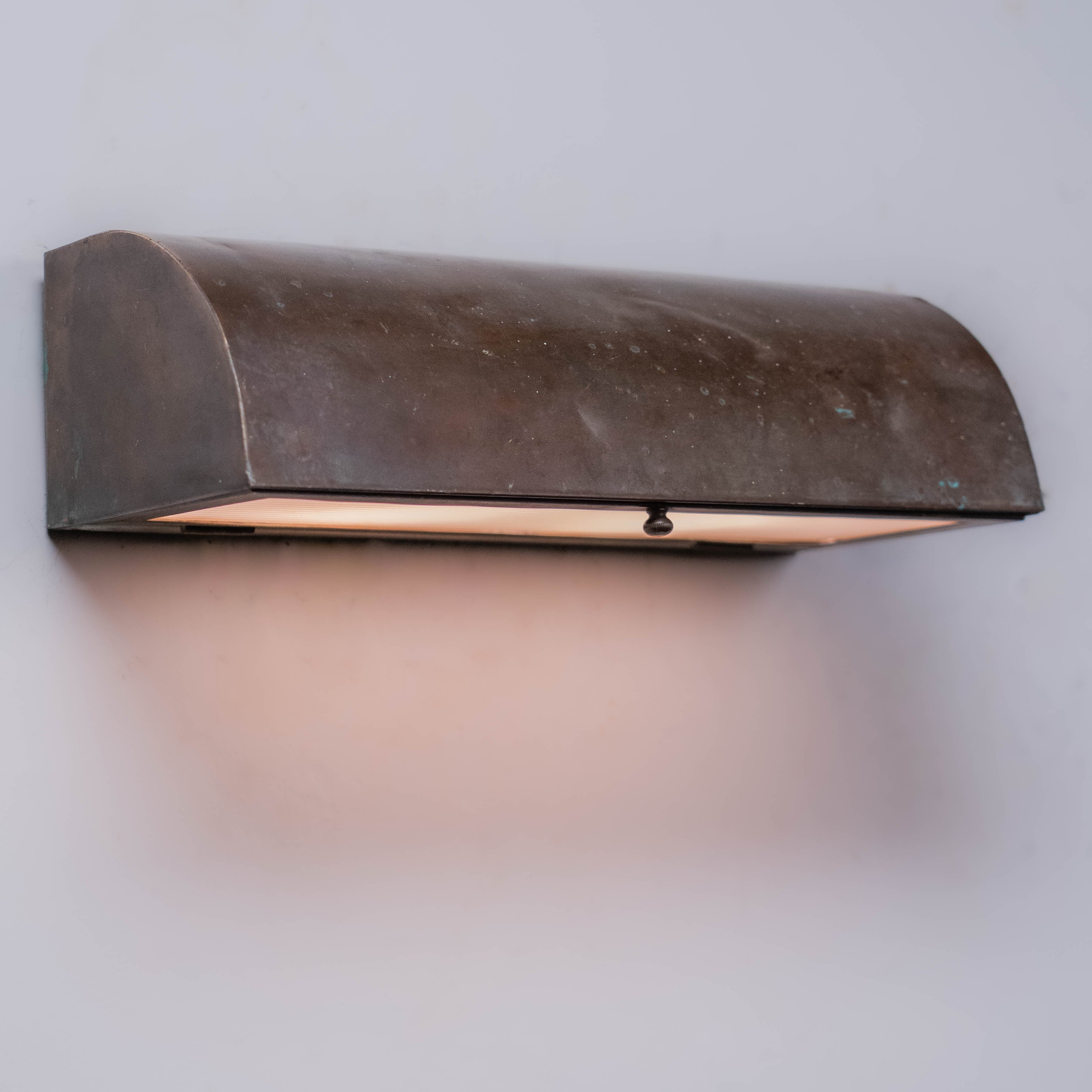 1910-20 Copper Picture / Vanity Light with Curved Hood and Glass Diffuser