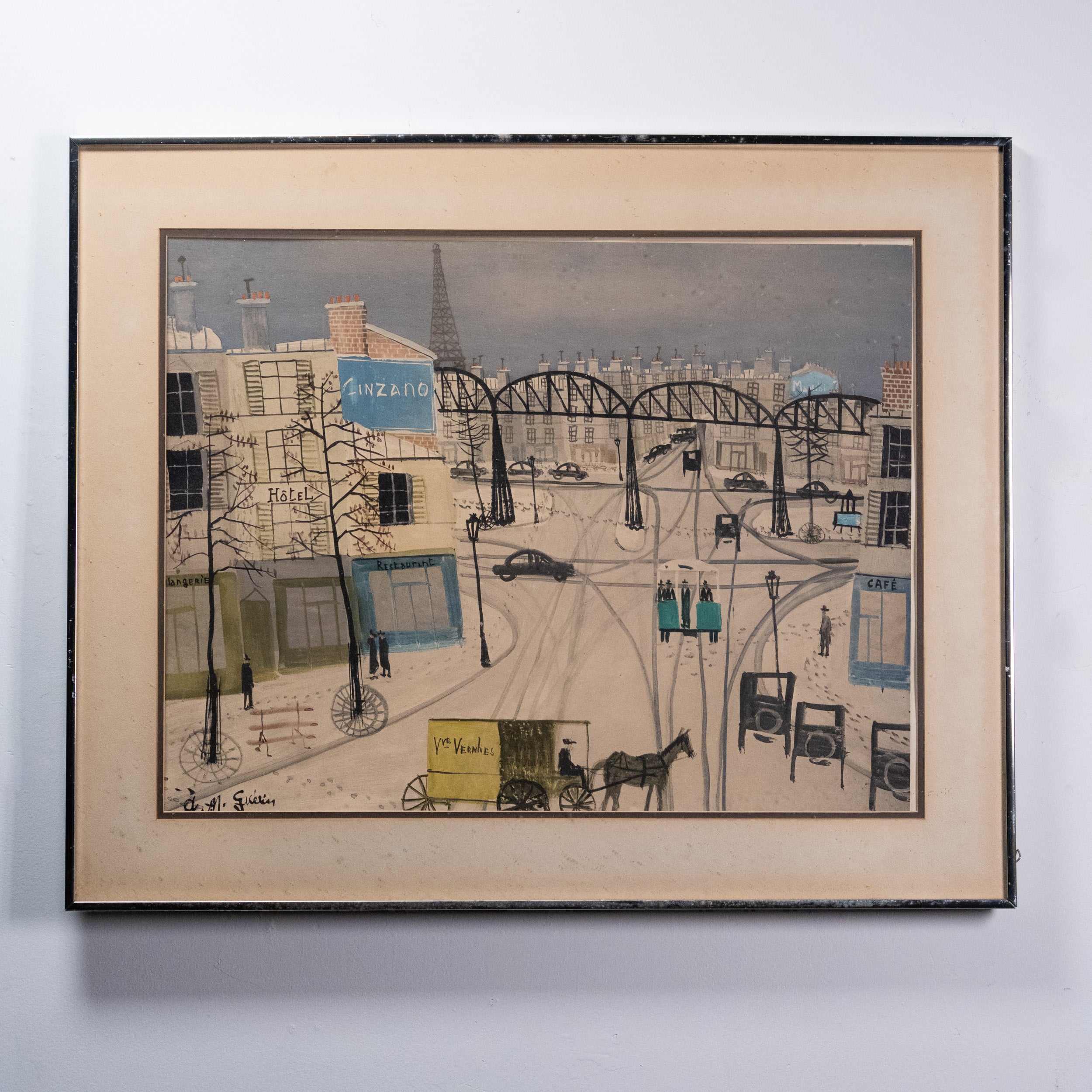 Mid-Century French Cityscape Lithograph by Charles-Henri Guérin