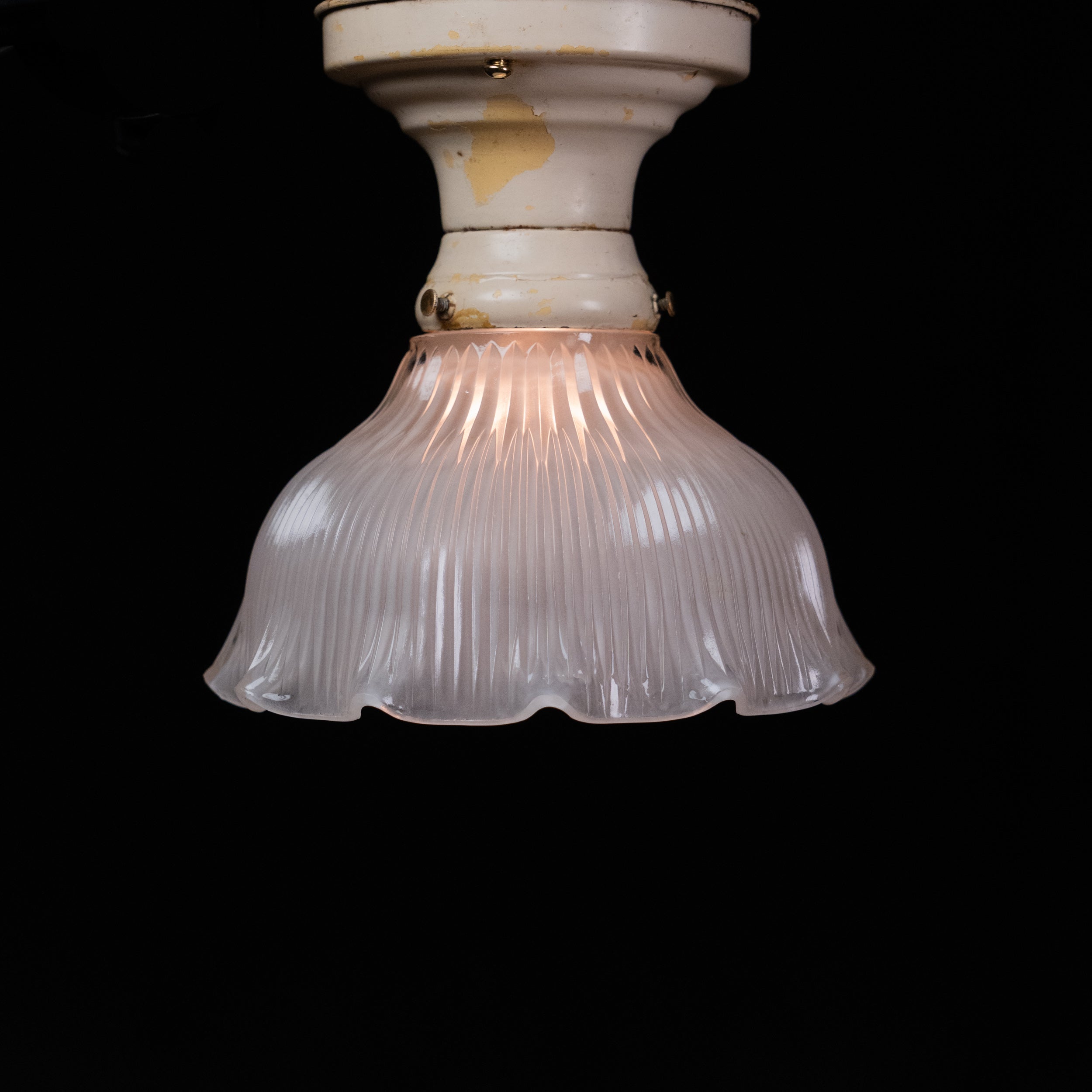 1910 Small Hallway Brass Flush Mount Light