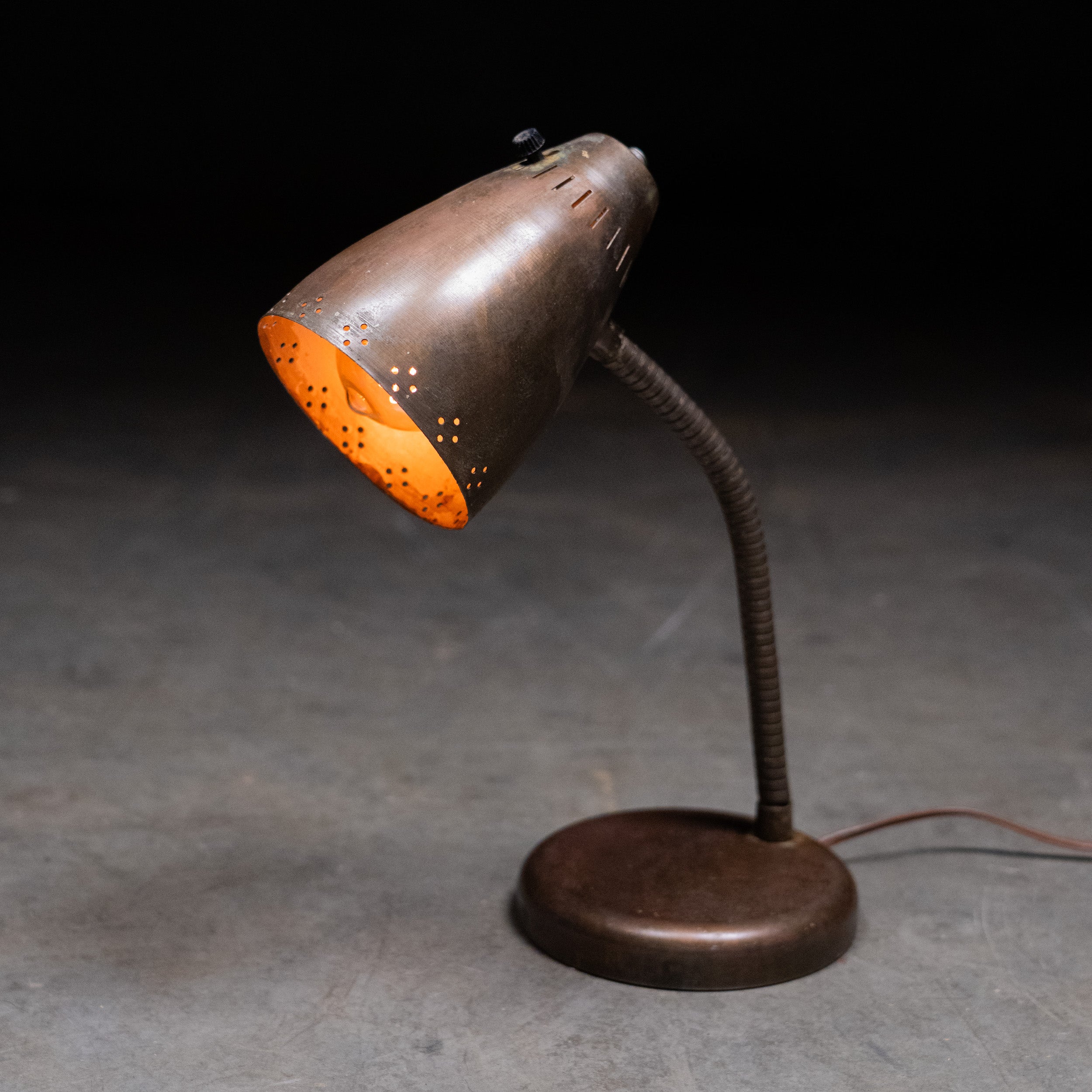 1950 Copper Toned Goose Neck Desk Lamp