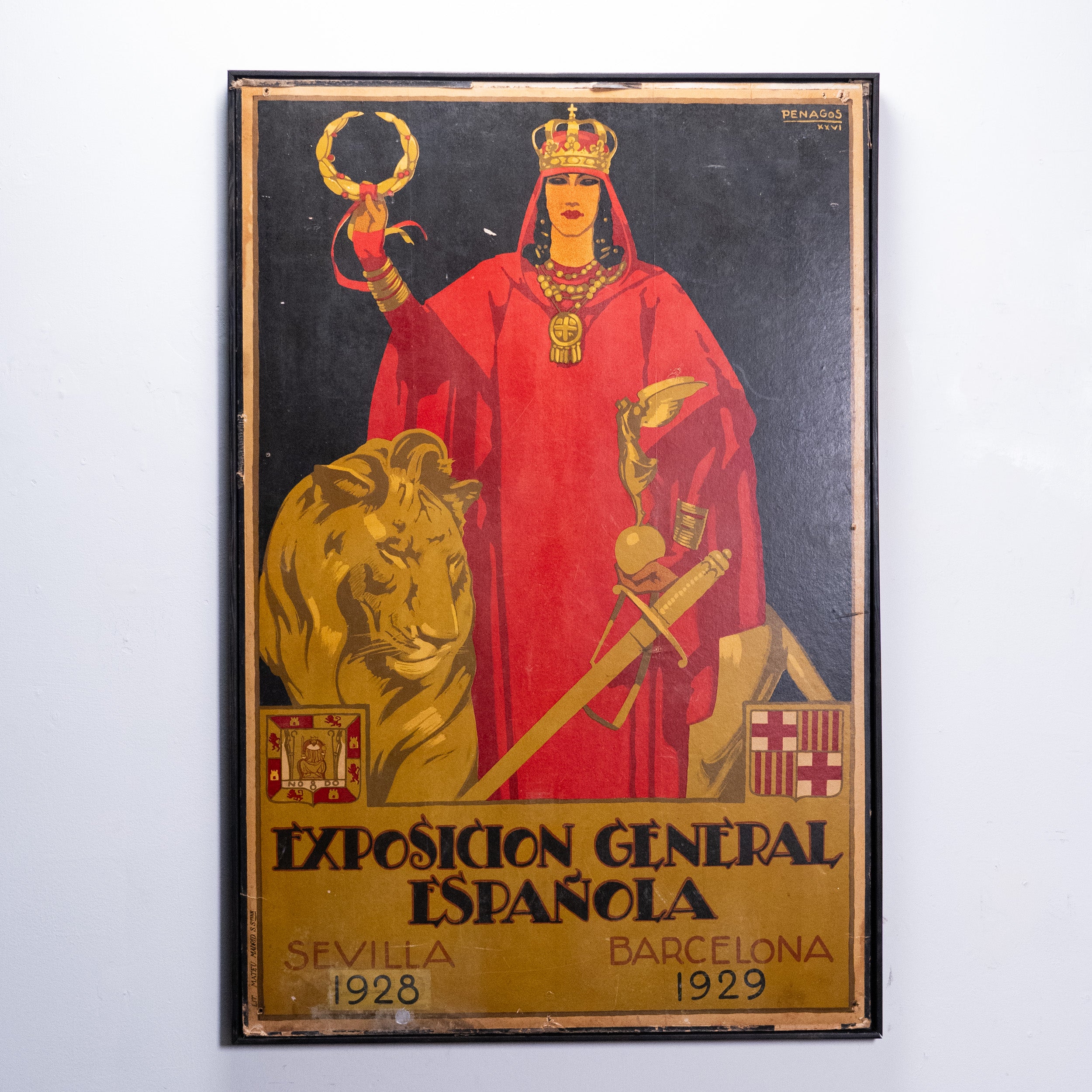 Original Spanish Art Deco Exhibition Poster by Penagos – Exposición General Española, Sevilla 1928 / Barcelona 1929