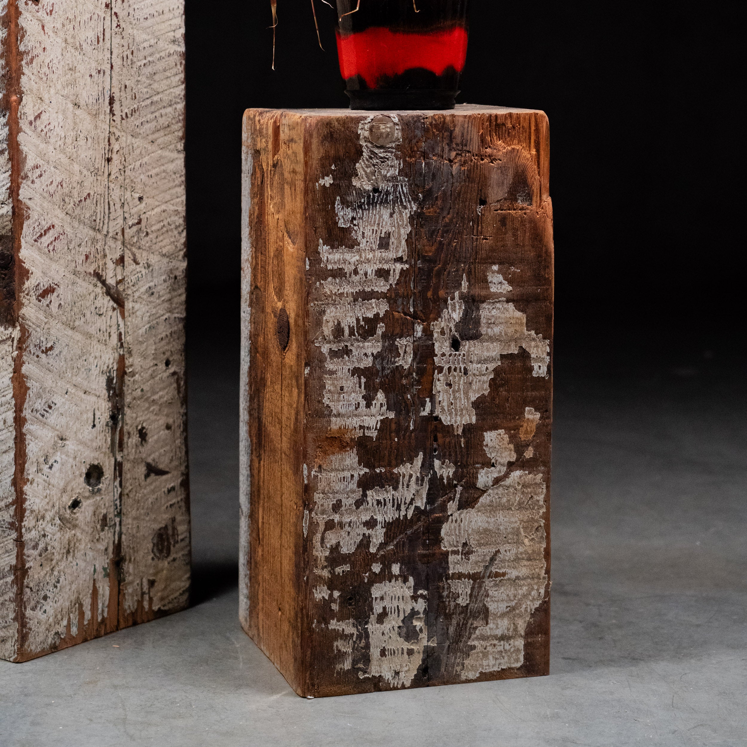reclaimed beam pedestals | Scott Landon Antiques and Interiors.
