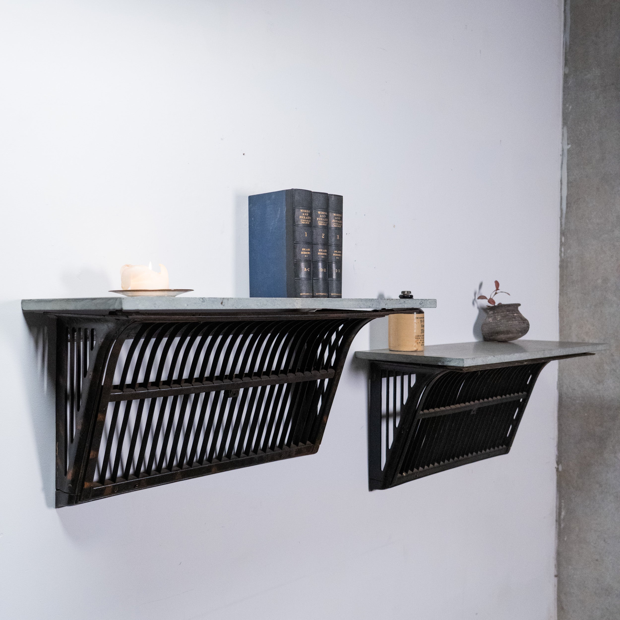 1920 Metal Stone Shelves from NYC Salvage