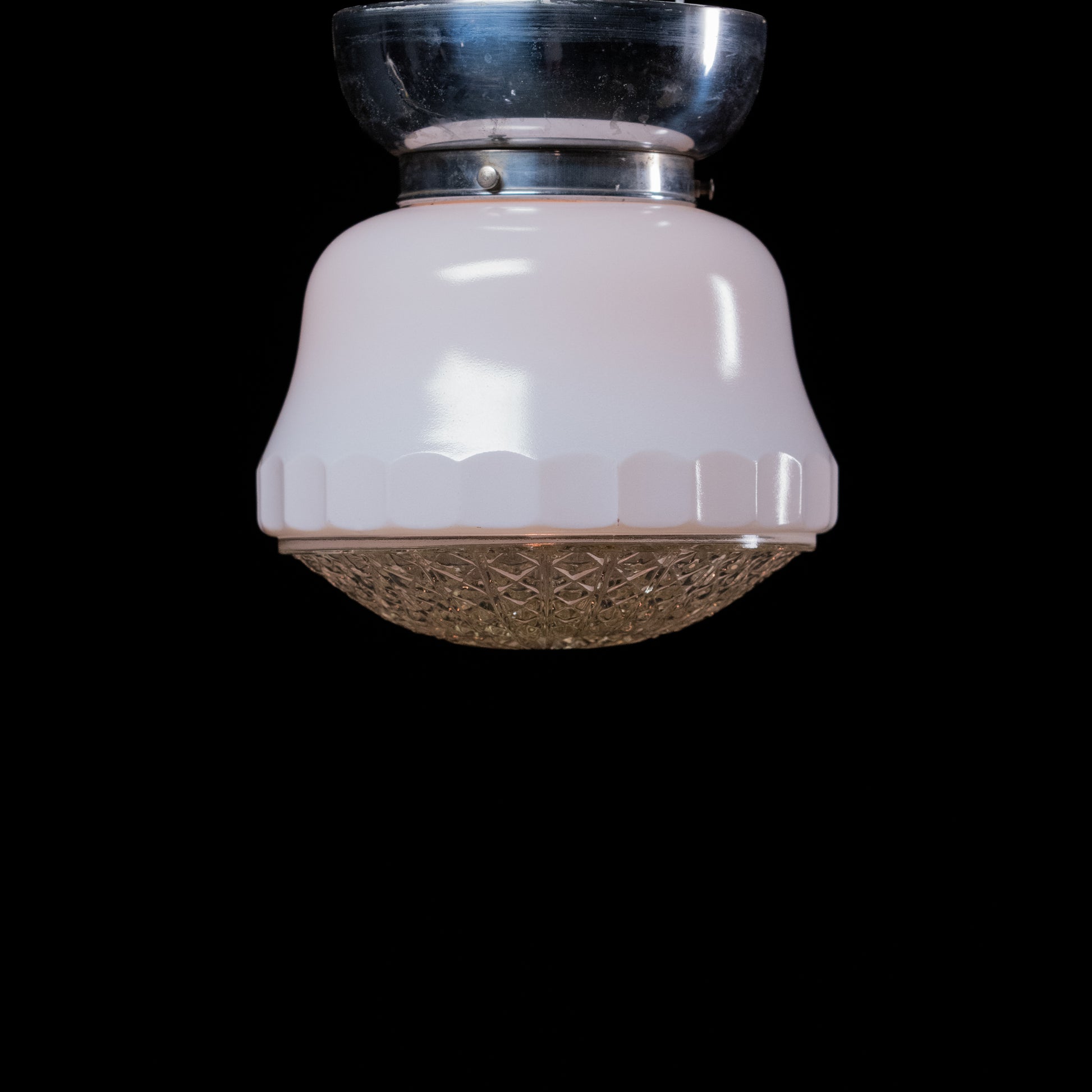 chrome art deco flush mount | Scott Landon Antiques and Interiors.