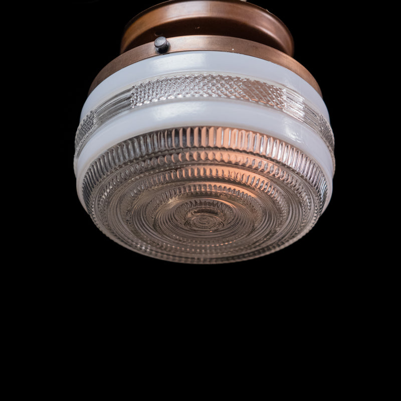 copper art deco flush mount | Scott Landon Antiques and Interiors.
