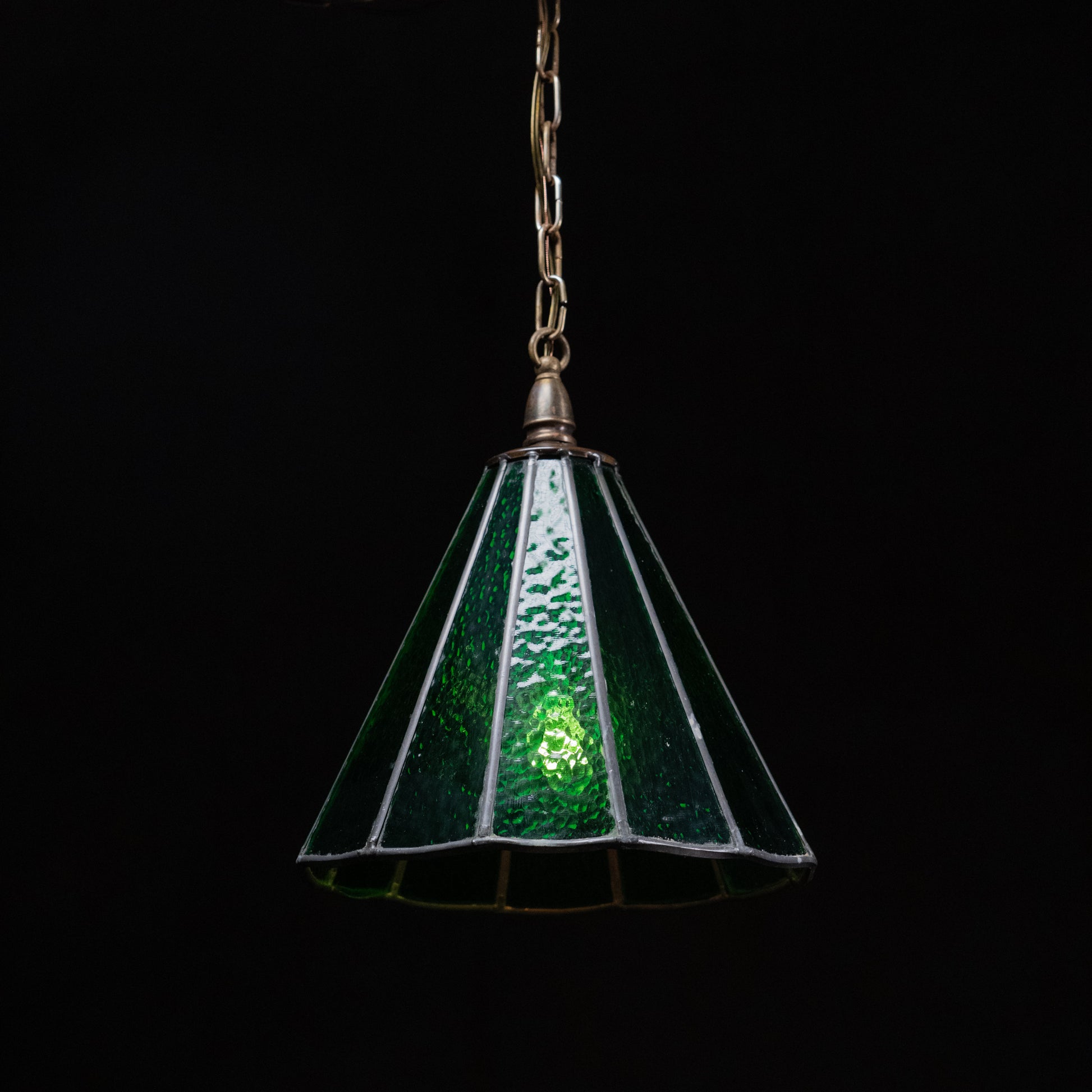 green stained glass pendant | Scott Landon Antiques and Interiors.