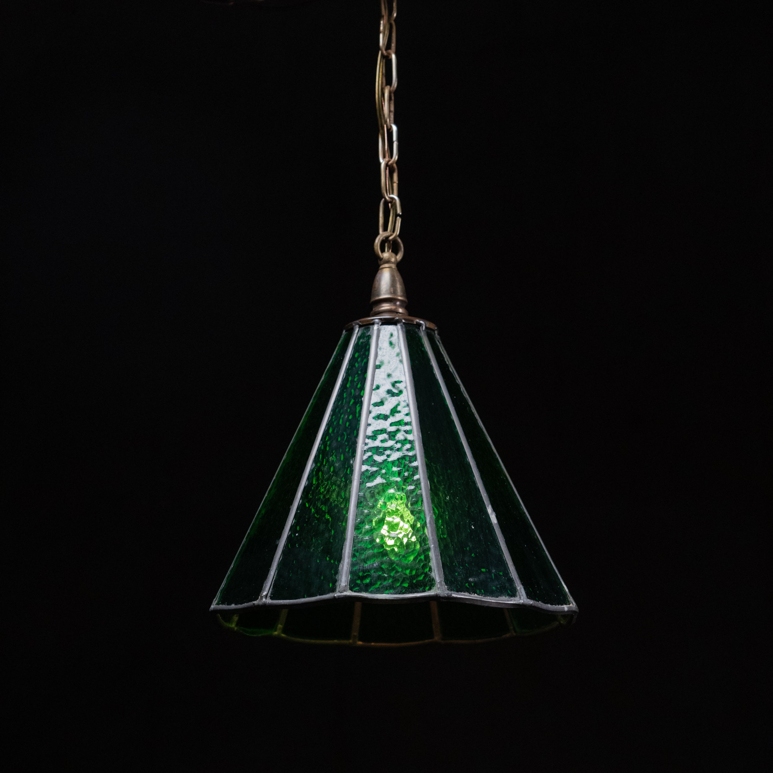 green stained glass pendant | Scott Landon Antiques and Interiors.