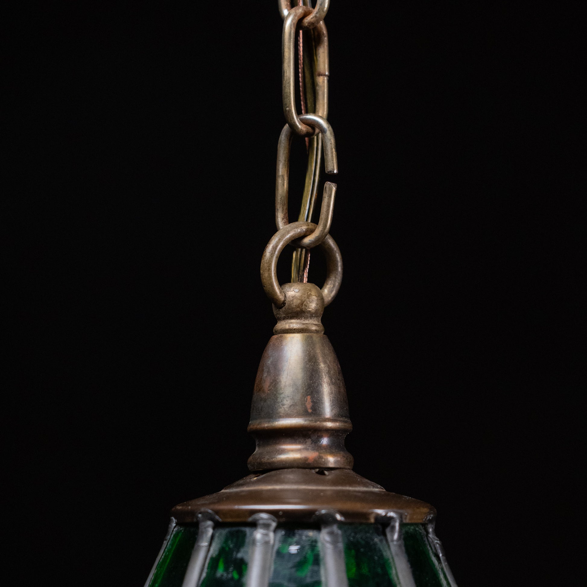 green stained glass pendant | Scott Landon Antiques and Interiors.