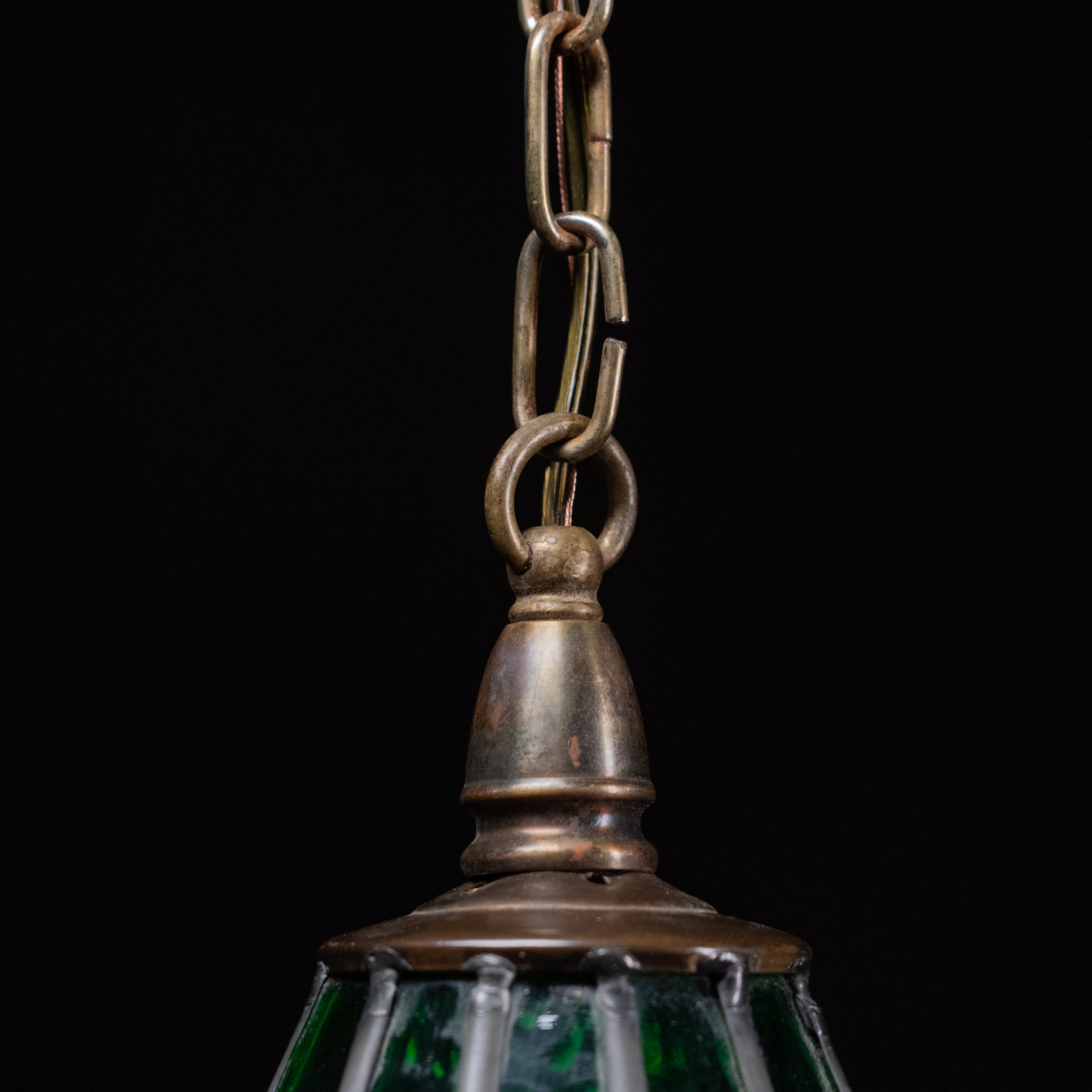 green stained glass pendant | Scott Landon Antiques and Interiors.