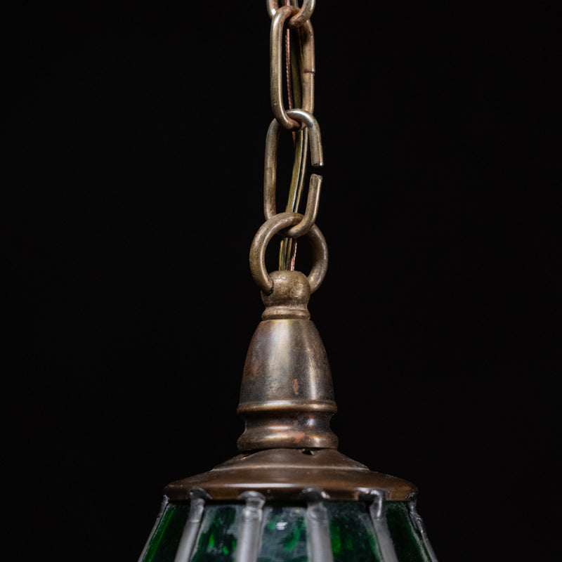 green stained glass pendant | Scott Landon Antiques and Interiors.