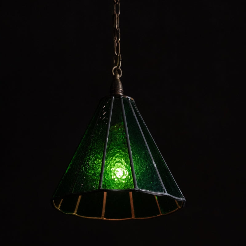green stained glass pendant | Scott Landon Antiques and Interiors.