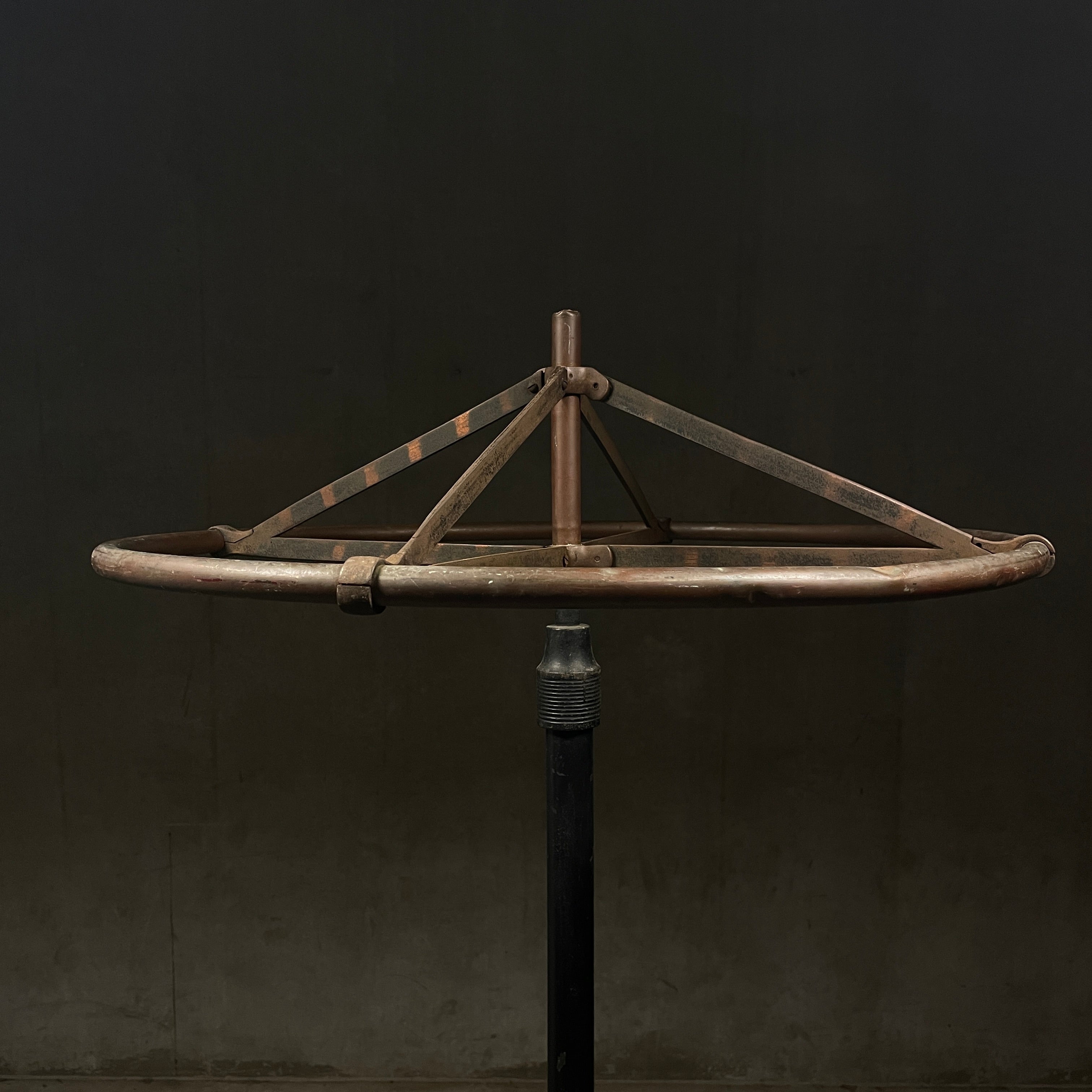 Antique Industrial Japanned Brass Garment Rounder Store Clothing Rack
