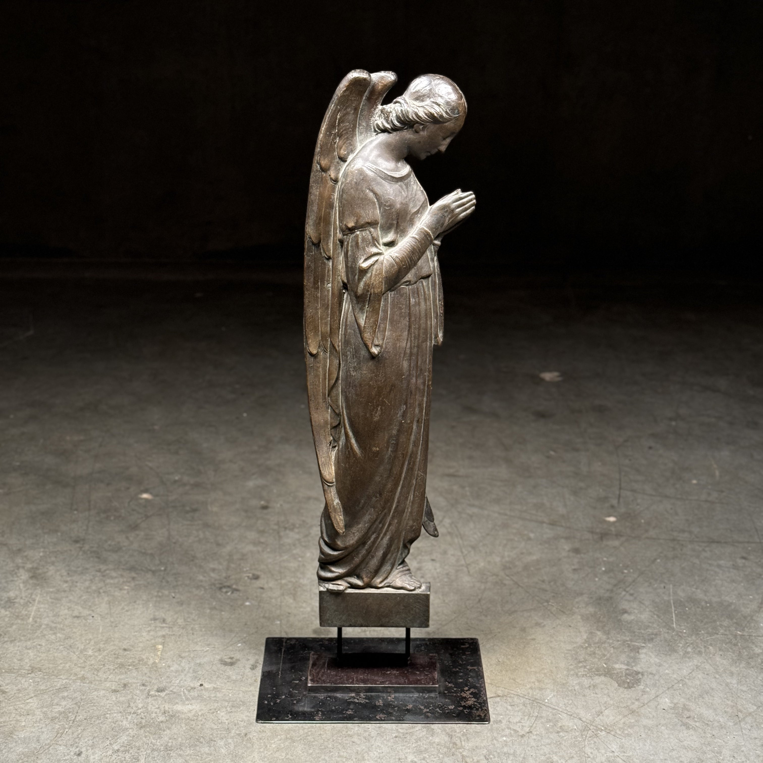 19th Century Solid Bronze Angel Statue Profile