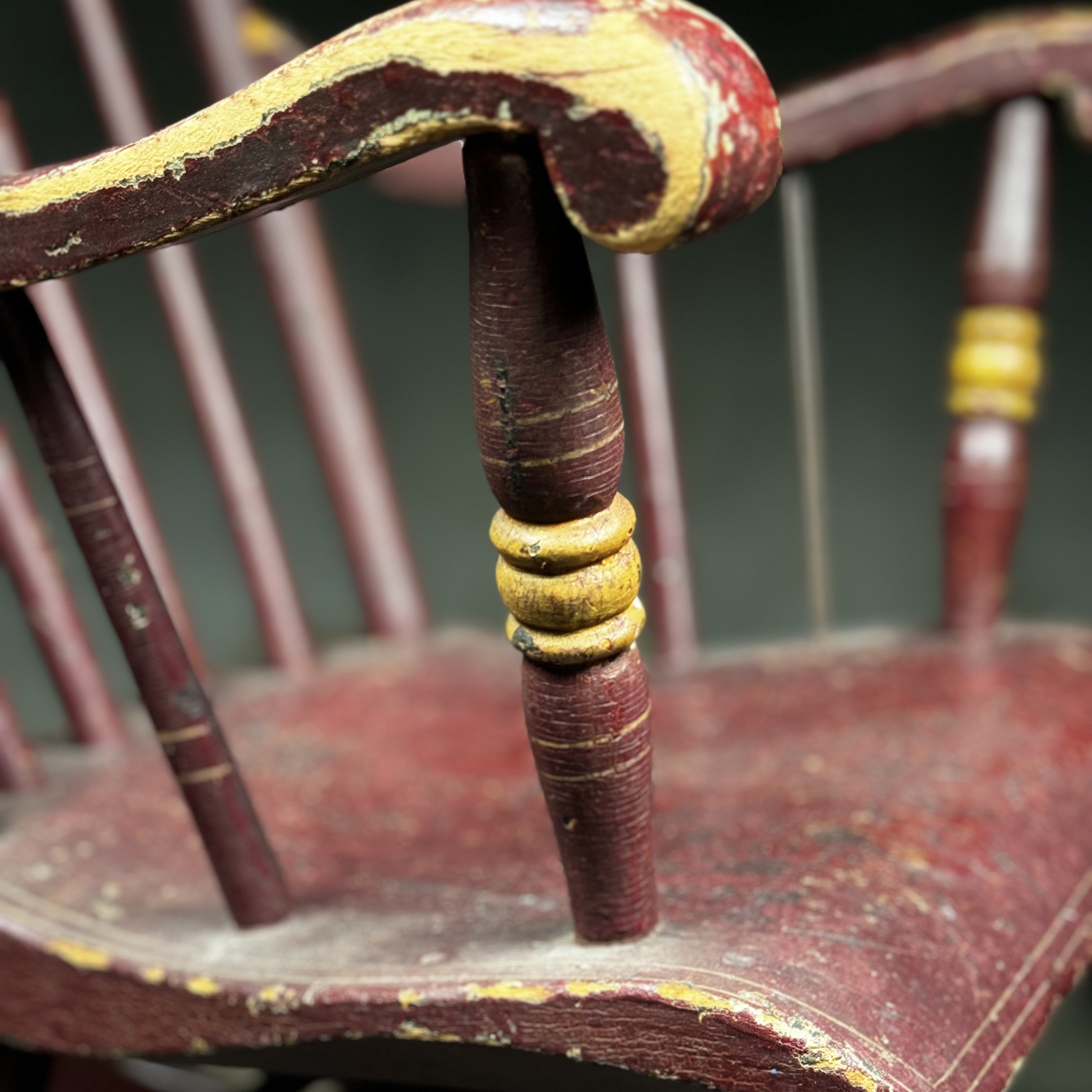 Small Spindle Back Rocker Antique Primitive Spindle Back Small Child's Rocker