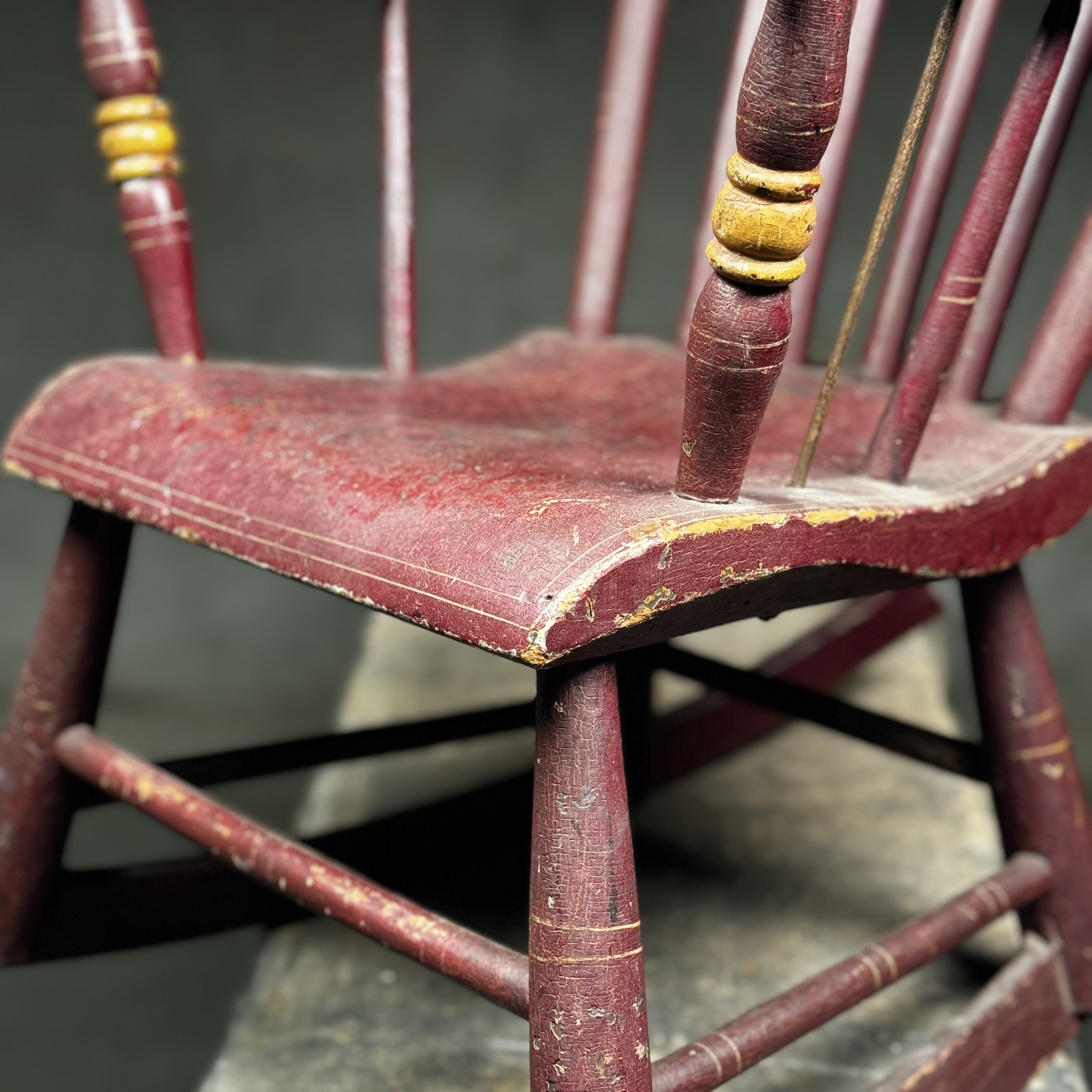 Small Spindle Back Rocker Antique Primitive Spindle Back Small Child's Rocker
