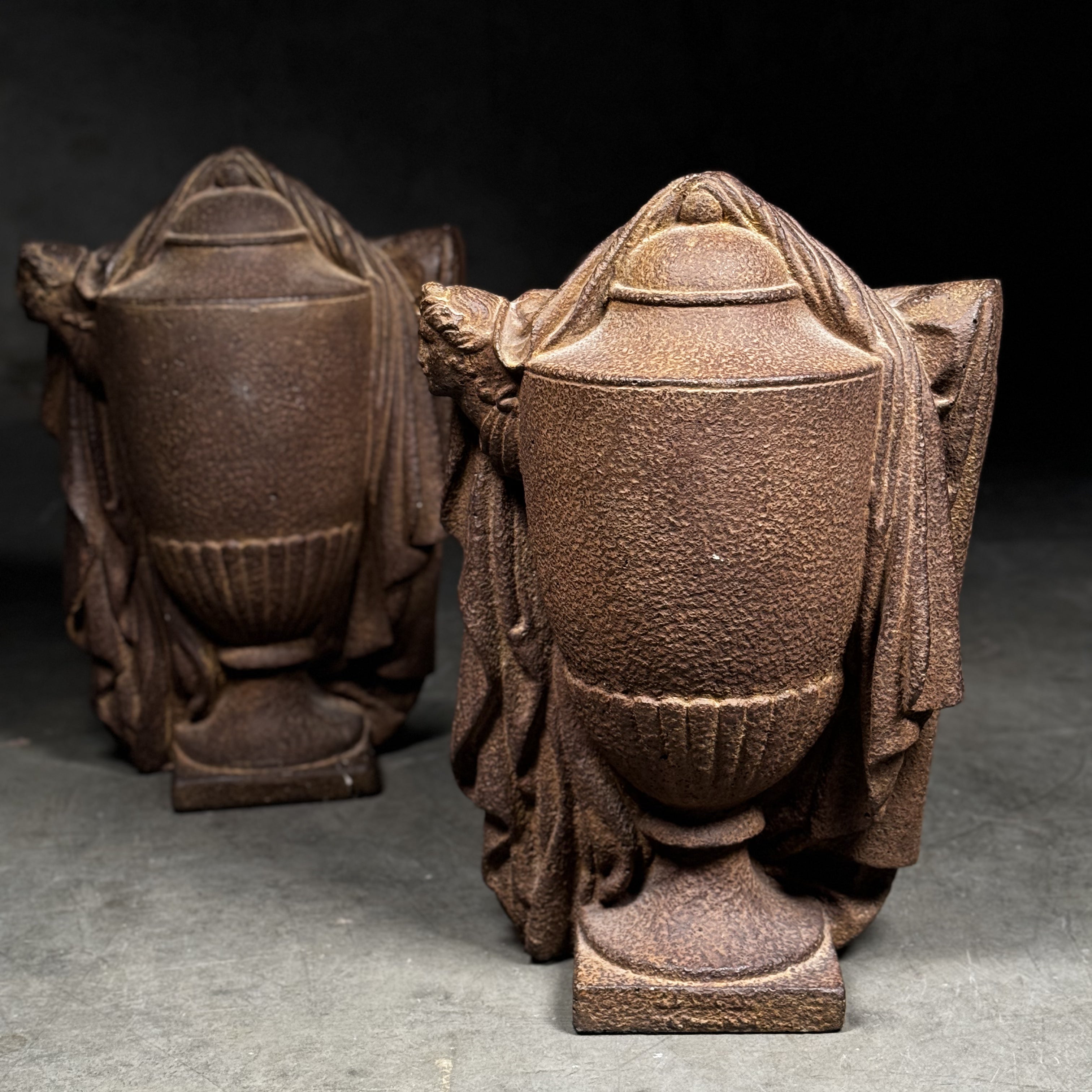 Pair of Decorative Stone Garden Urns