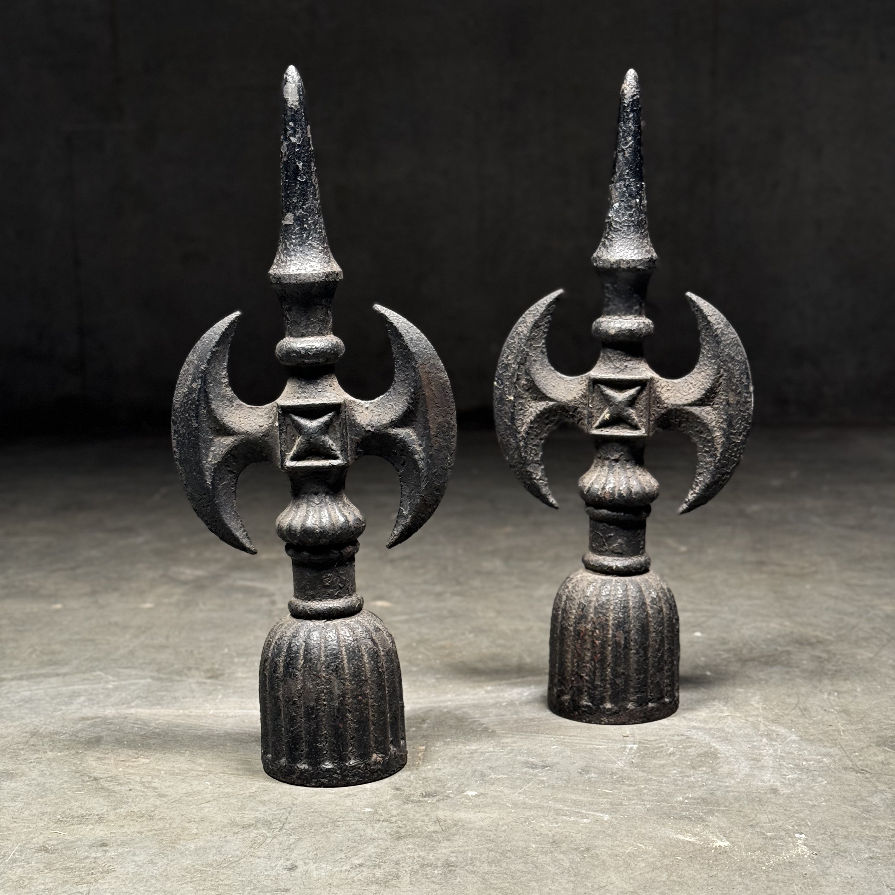 19th C Large Cast Iron Finials Springfield Armoury