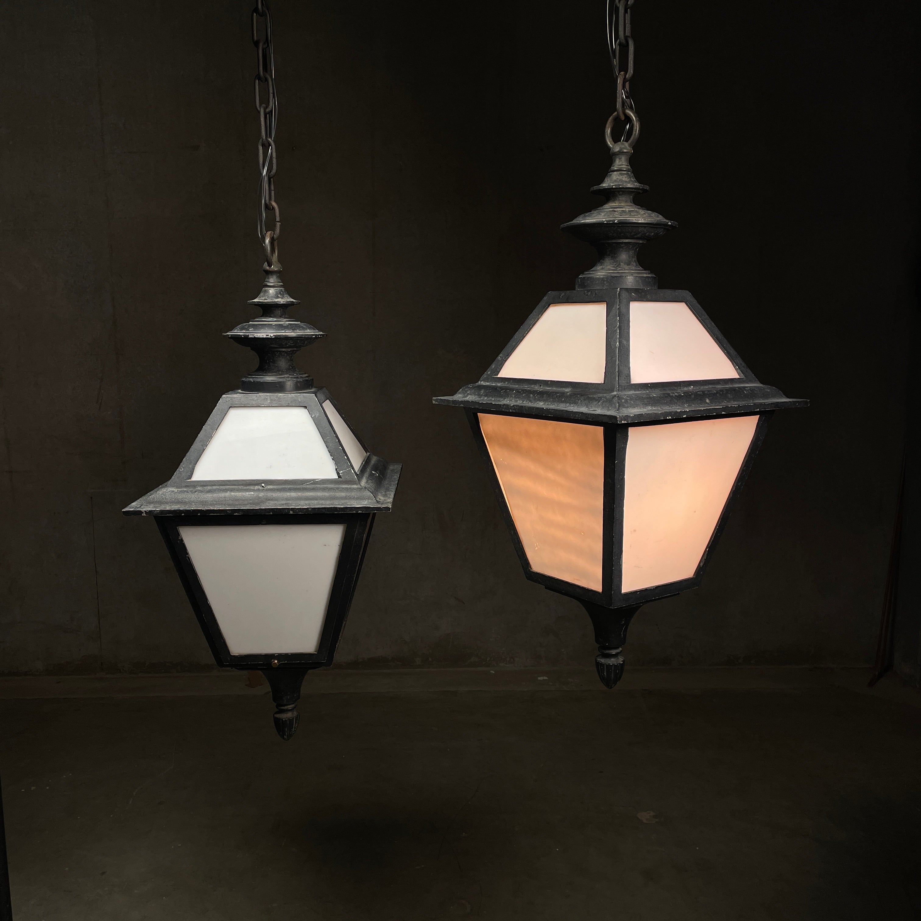 1940 Exterior Milk Glass Lantern Lights
