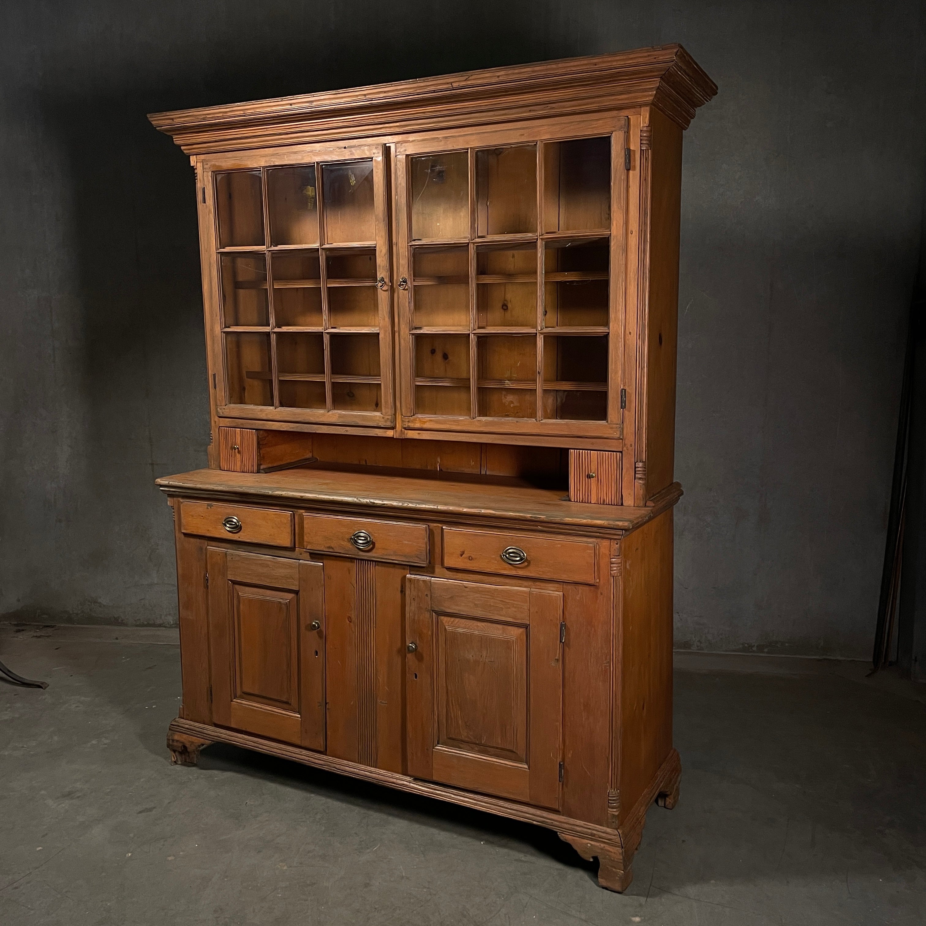American Pine Stepback Cupboard Circa 1800