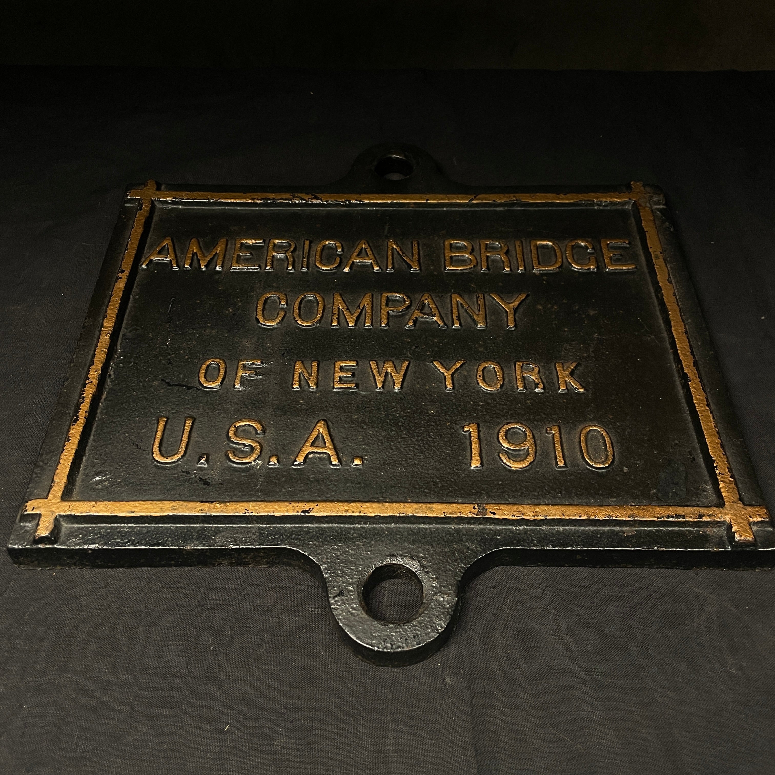 1920 Solid Cast Iron Bridge Sign NY