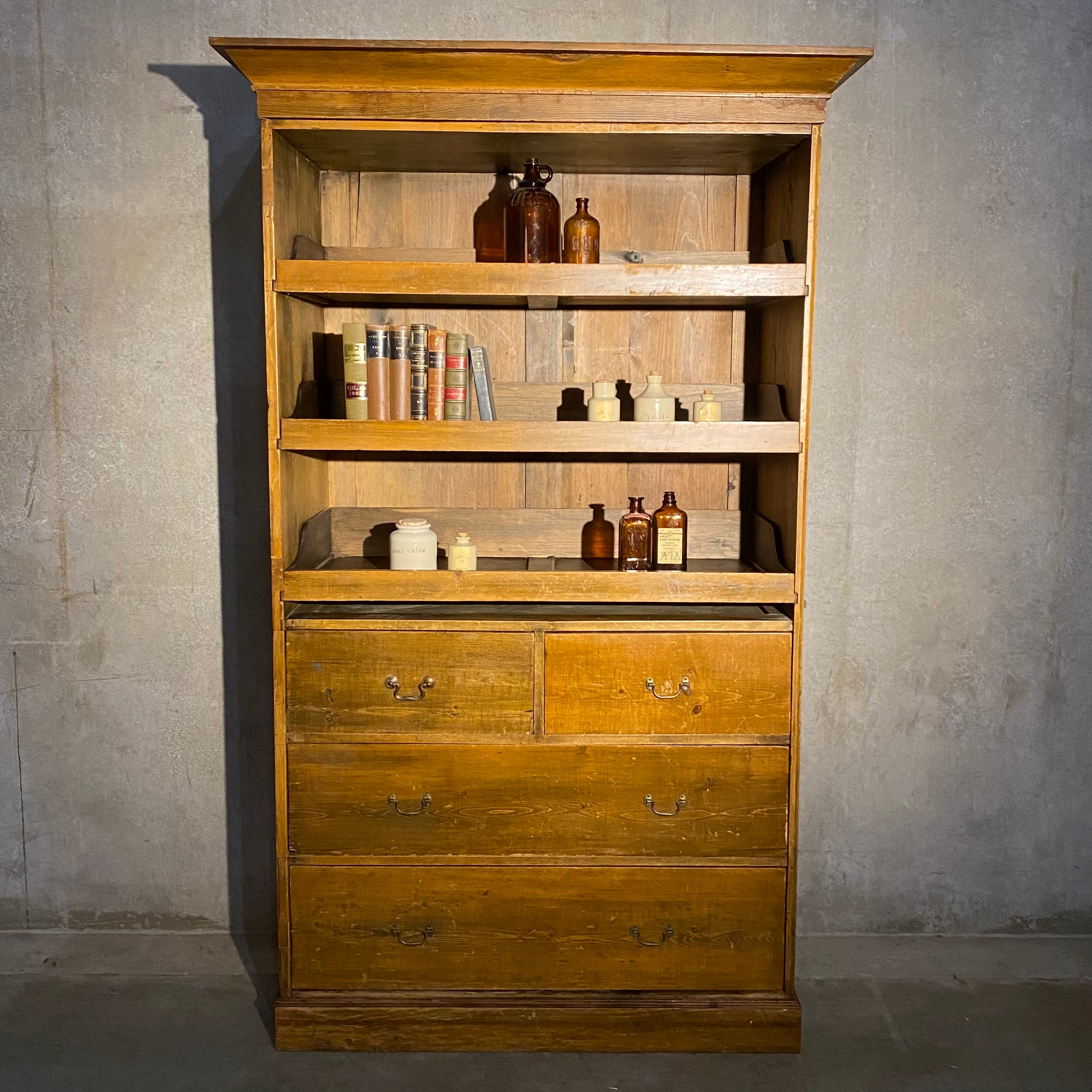 1880 Pine Linen Press Cabinet