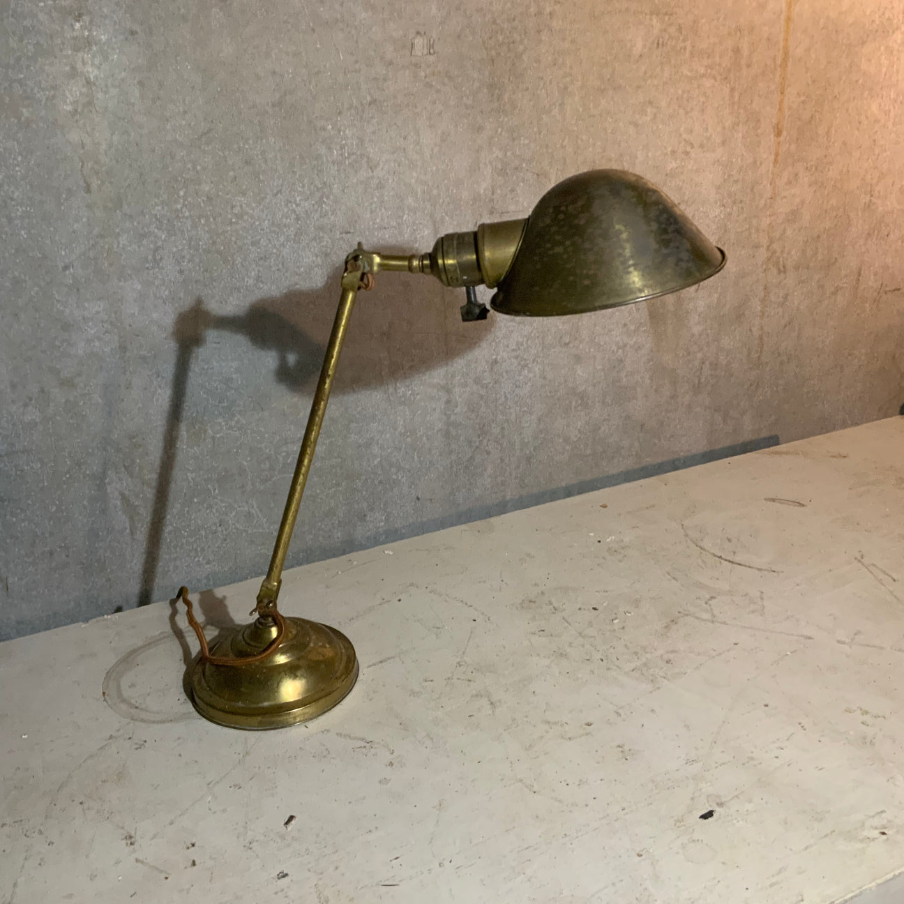 1920 Brass lamp with Faries shade – Scott Landon Antiques and Interiors