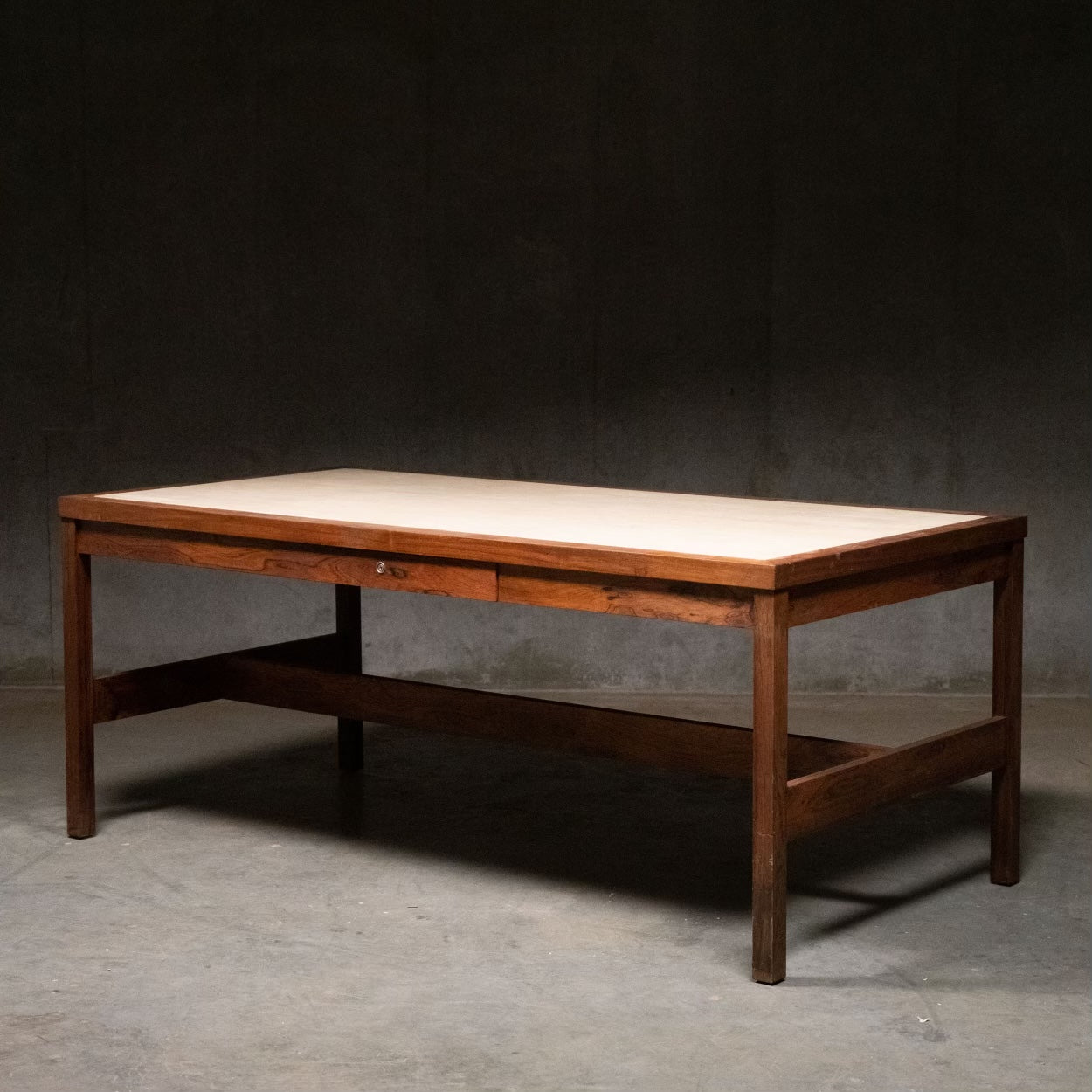 1958 rosewood travertine desk  work table mid century