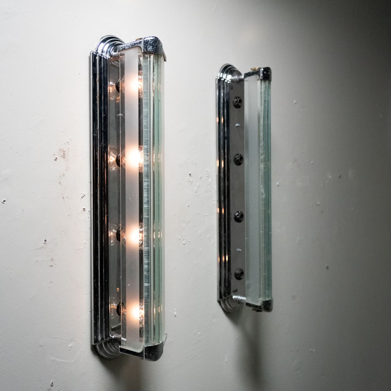 1920 Art Deco Glass Rod Sconce Lights