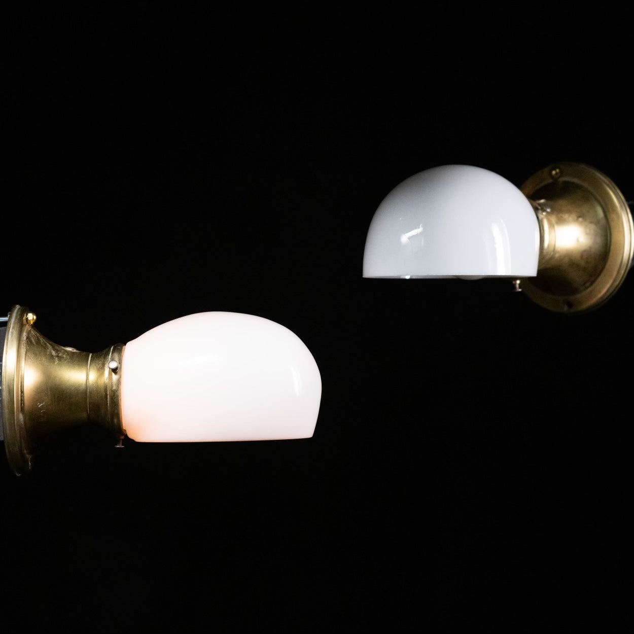 1910 brass milk glass wall sconces