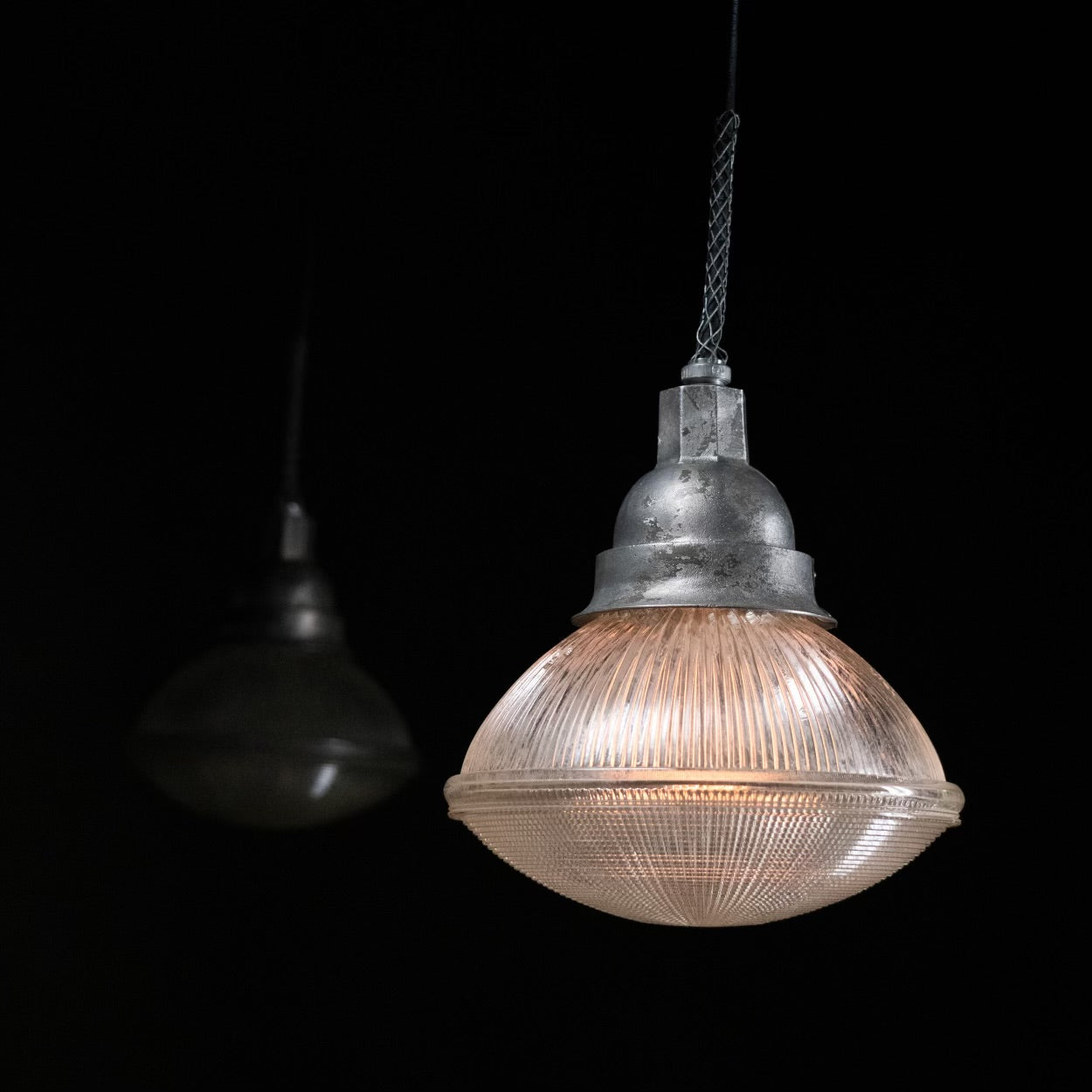 1930 Holophane rare industrial pendant lights