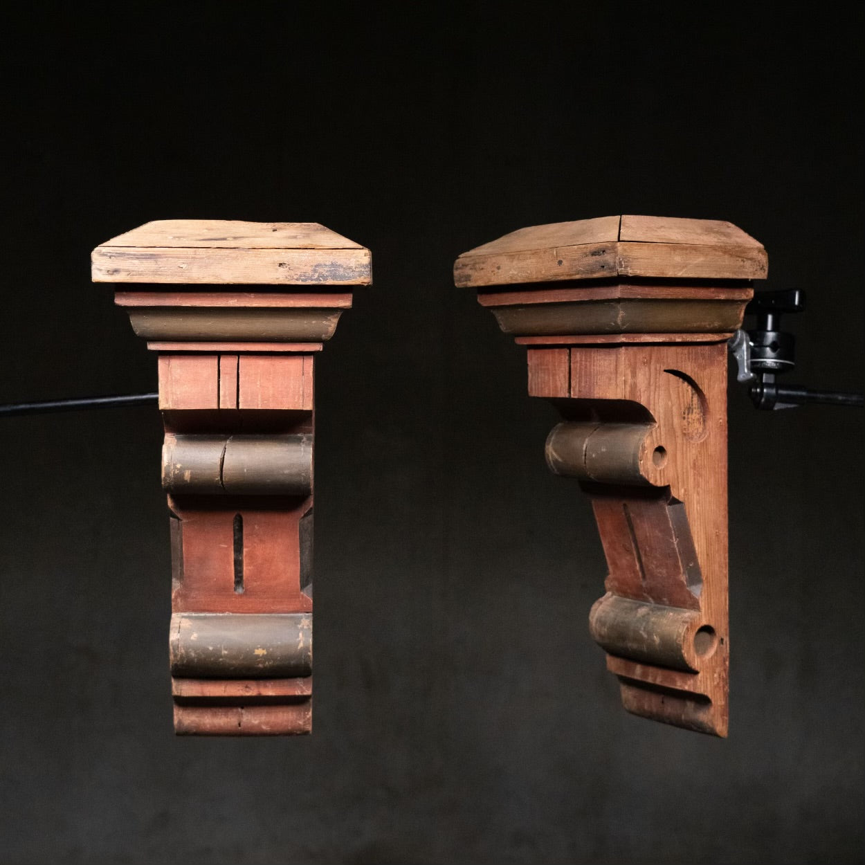 1890 Pair of Solid Wood Corbels