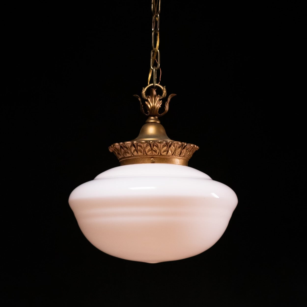 1910 solid brass ornate library light pendant