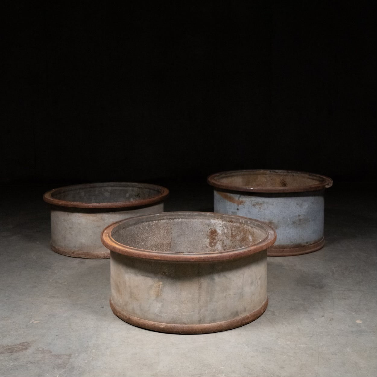 1940 metal galvanized  industrial round drums