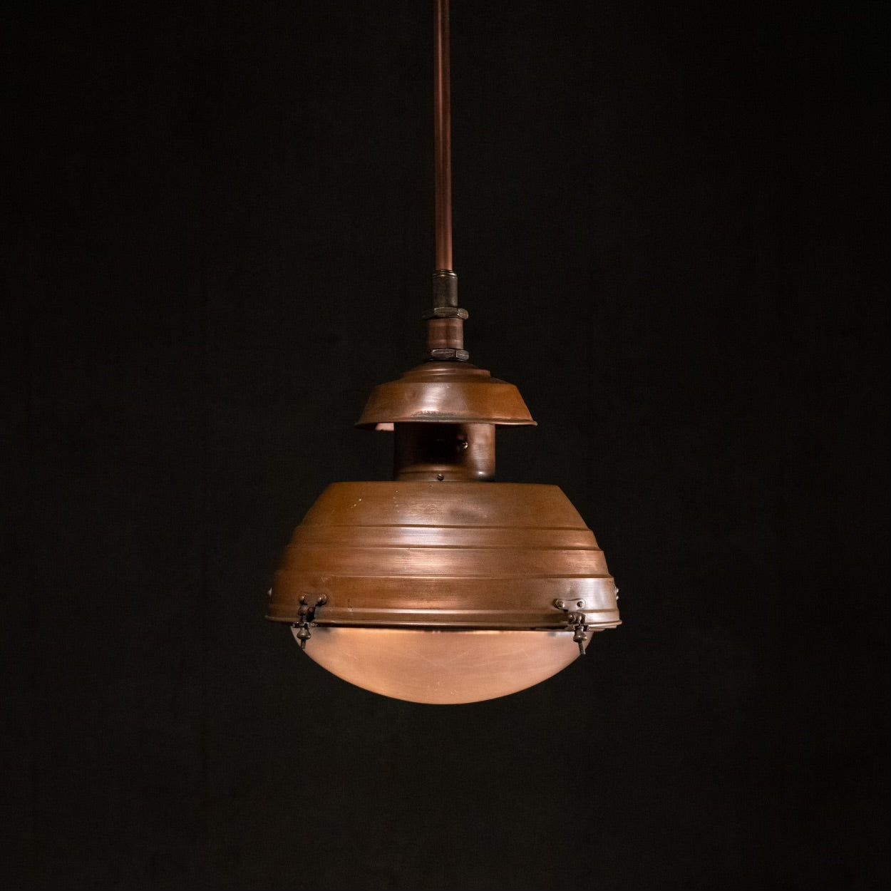 1930 copper industrial pendant light FRANCE