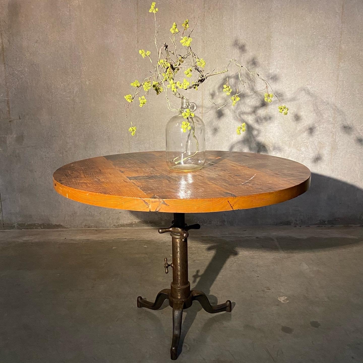 1920 Cast Iron Industrial Base with  36" Reclaimed Wood Top