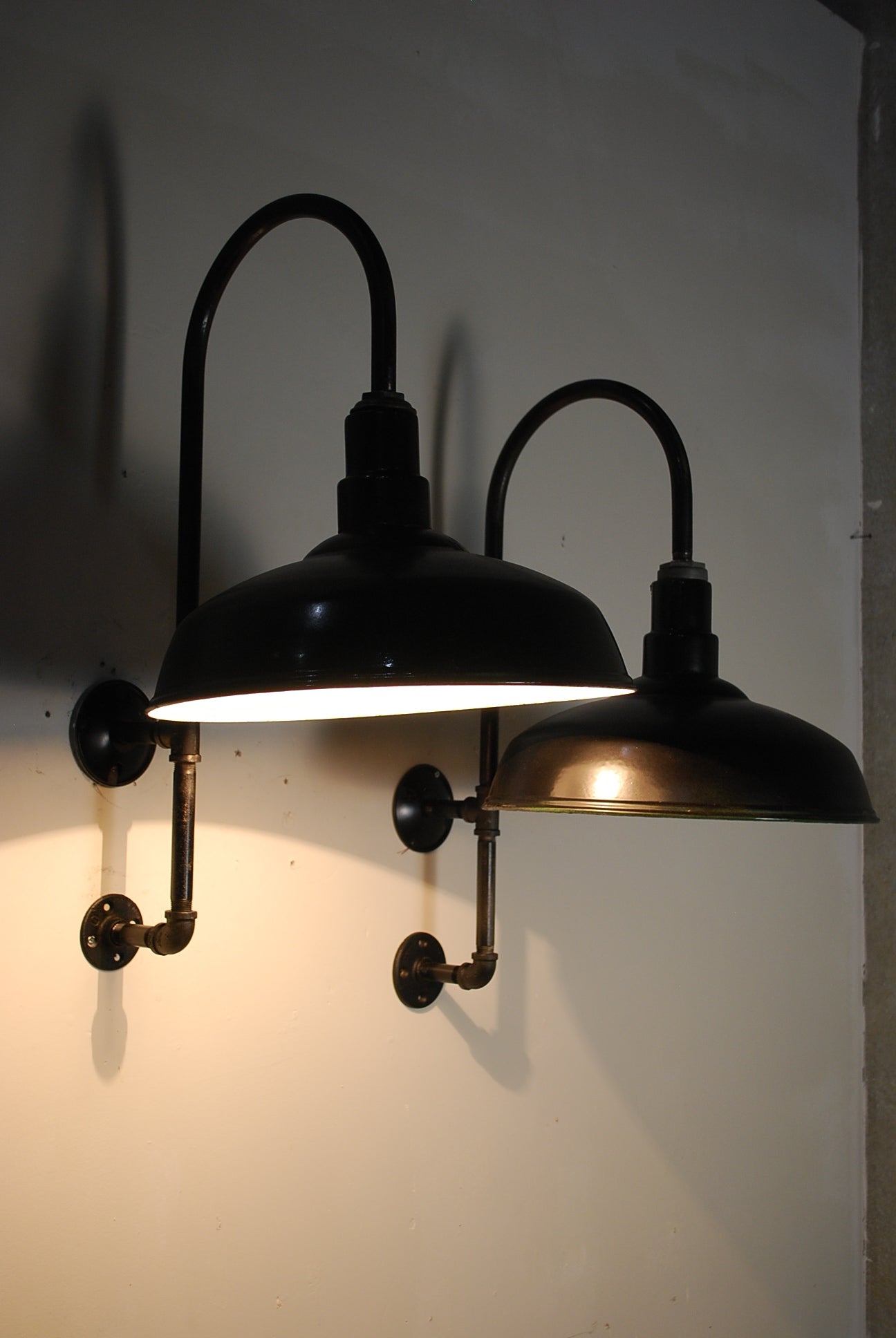 1930 pair industrial Light Sconces | Scott Landon Antiques and Interiors.