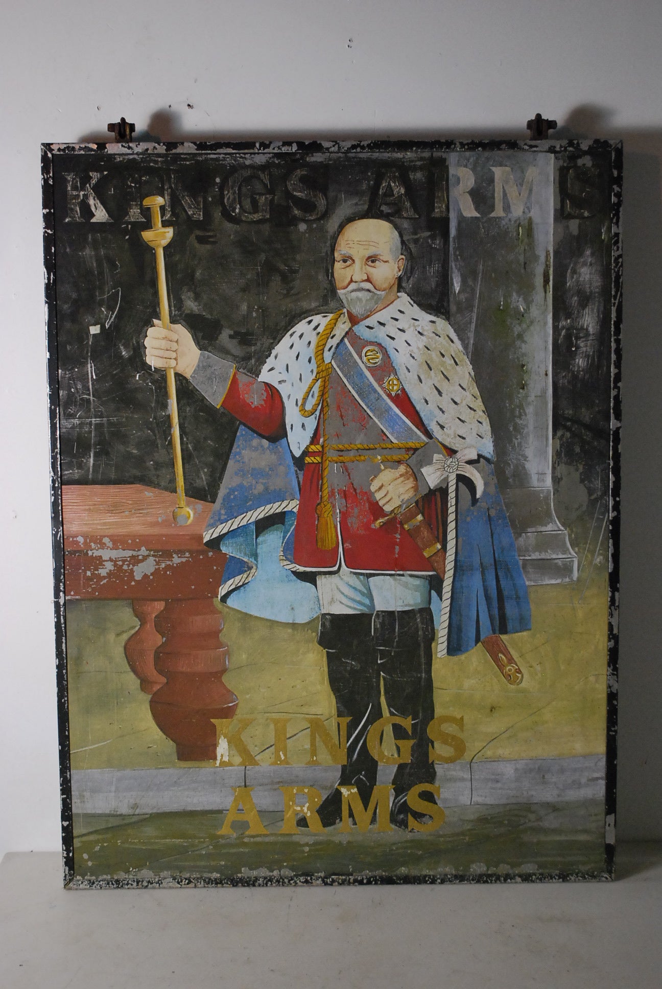 1930 Two Sided English pub sign  - Kings arms | Scott Landon Antiques and Interiors.