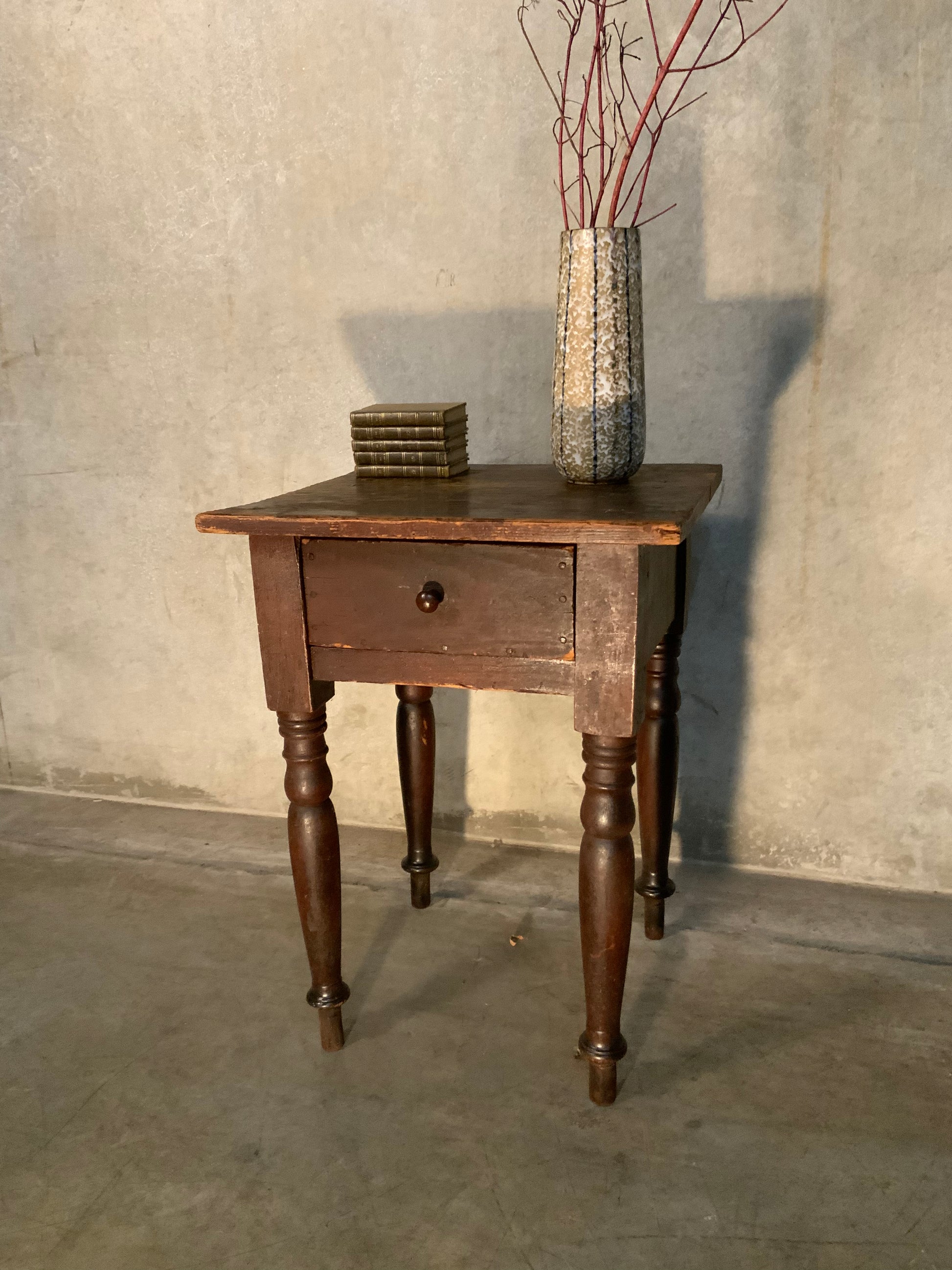 1880  country lamp table in original paint | Scott Landon Antiques and Interiors.