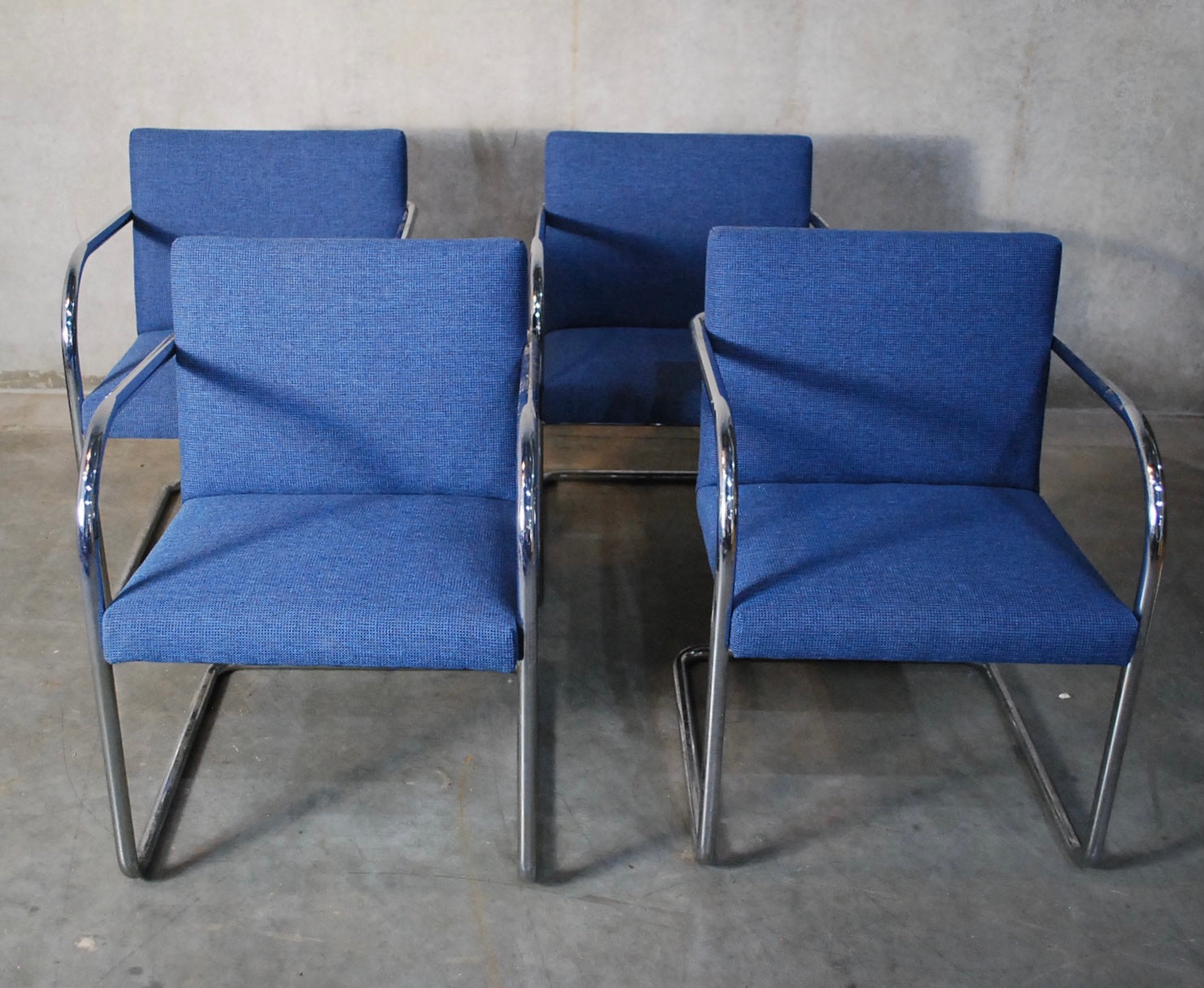 Mid Century Modern Mies Van der Rohe Style Cantilevered Chairs by Thonet | Scott Landon Antiques and Interiors.