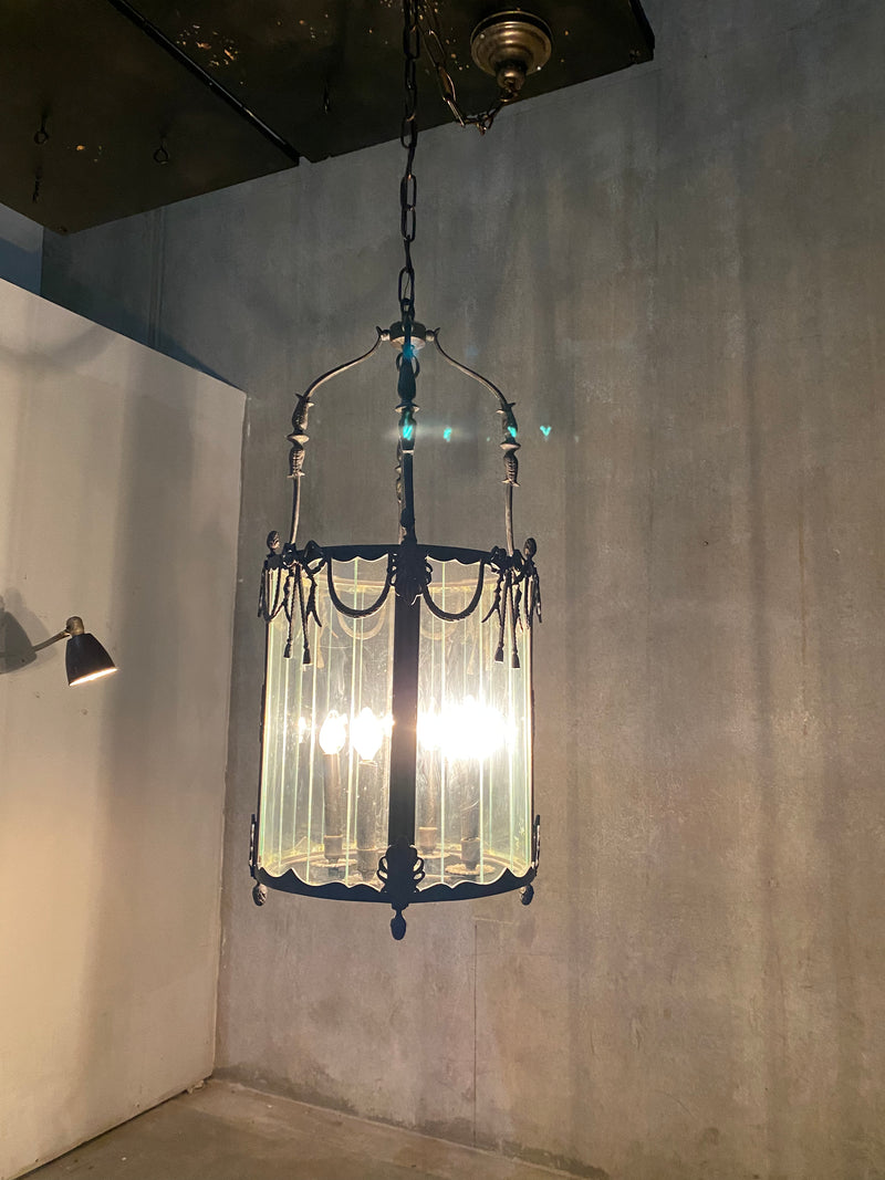 Italian made large Brass glass lantern style pendant /chandelier | Scott Landon Antiques and Interiors.