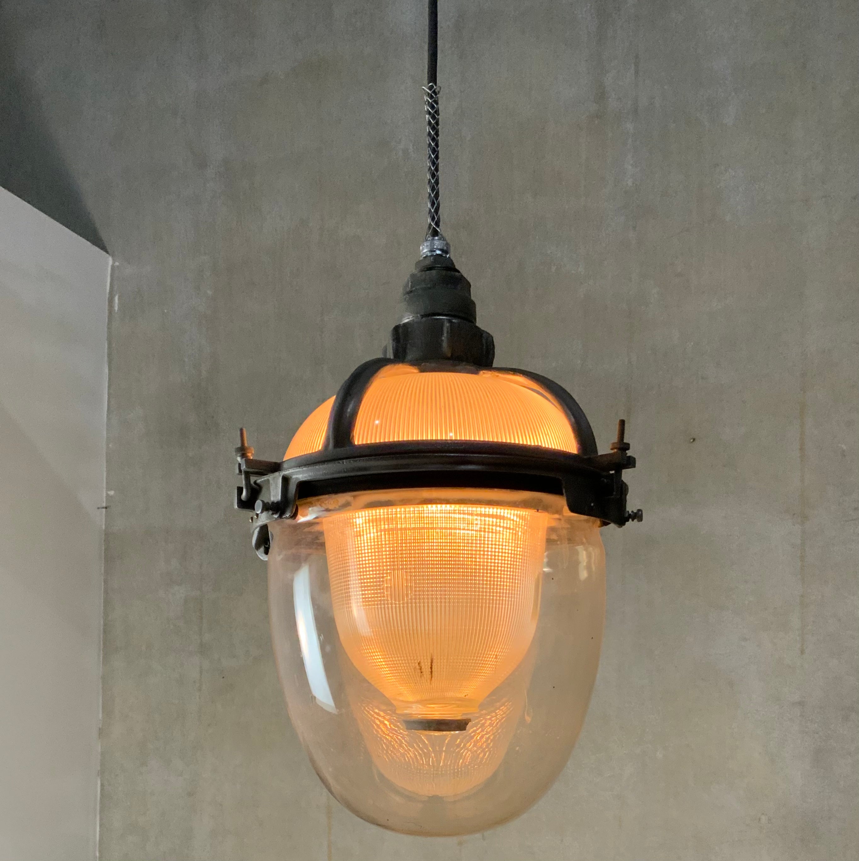 c 1940 Sub station Holophane  large Industrial Lights | Scott Landon Antiques and Interiors.