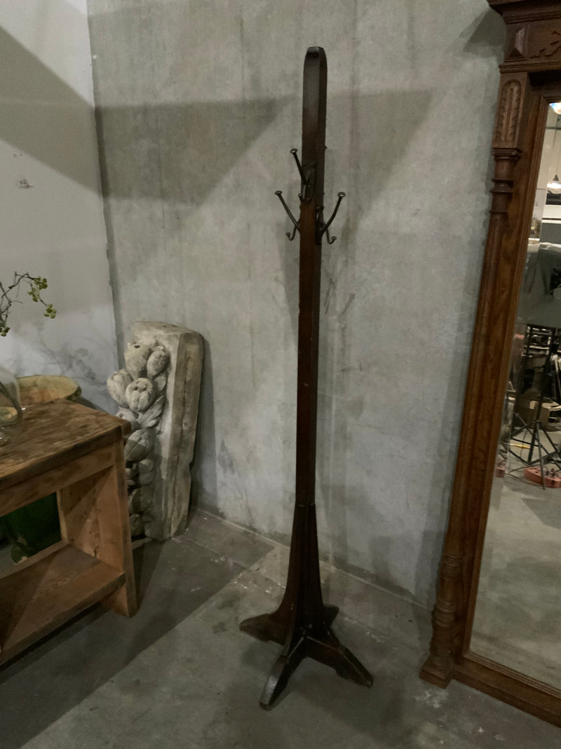 1920 craftsman oak  floor stand coat rack | Scott Landon Antiques and Interiors.
