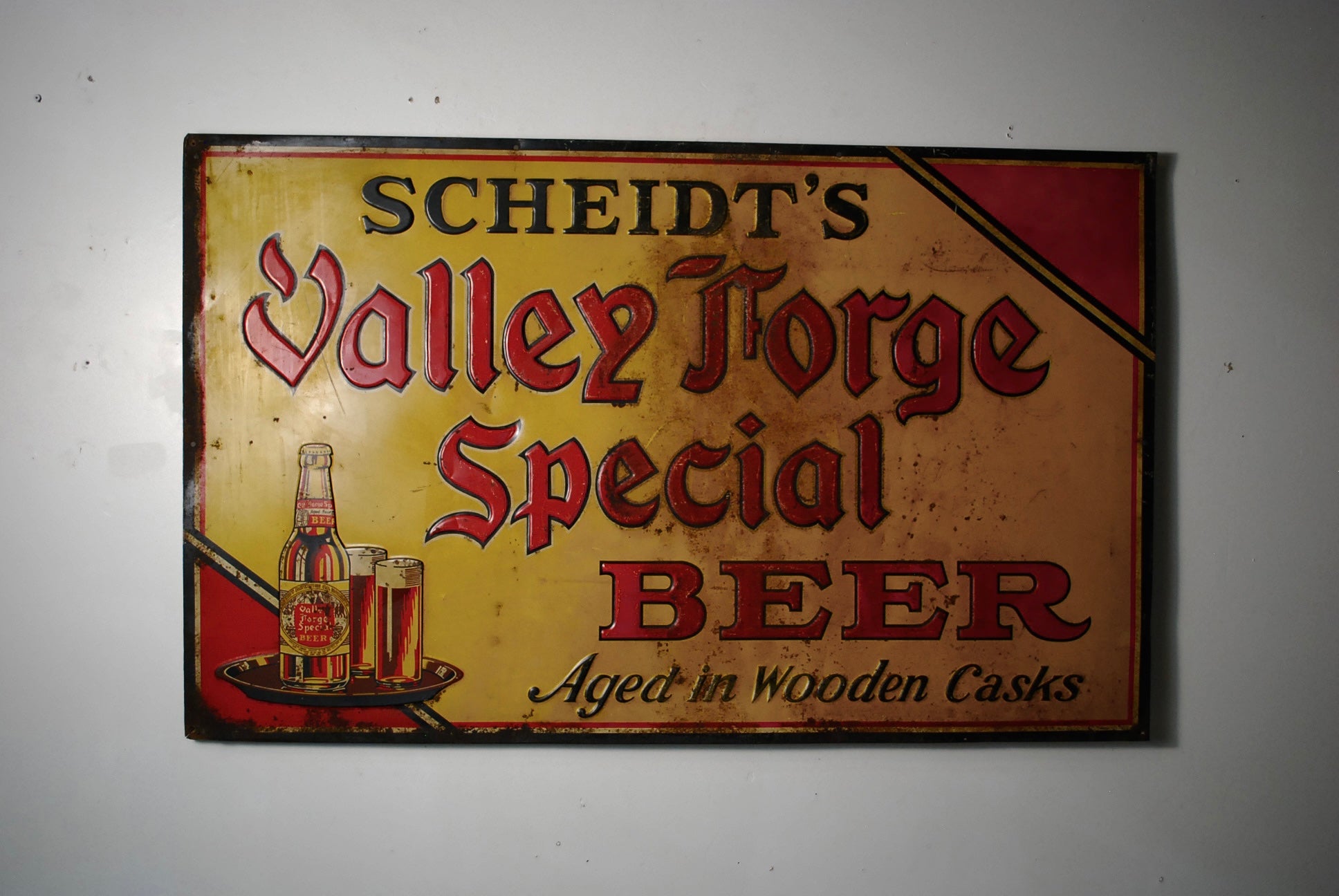1940’s Embossed  Beer sign | Scott Landon Antiques and Interiors.