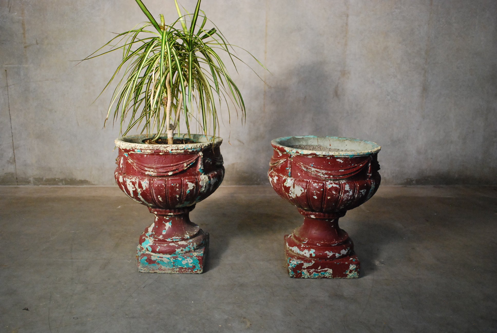 1930 Deco Composite Concrete Painted Planter pots | Scott Landon Antiques and Interiors.