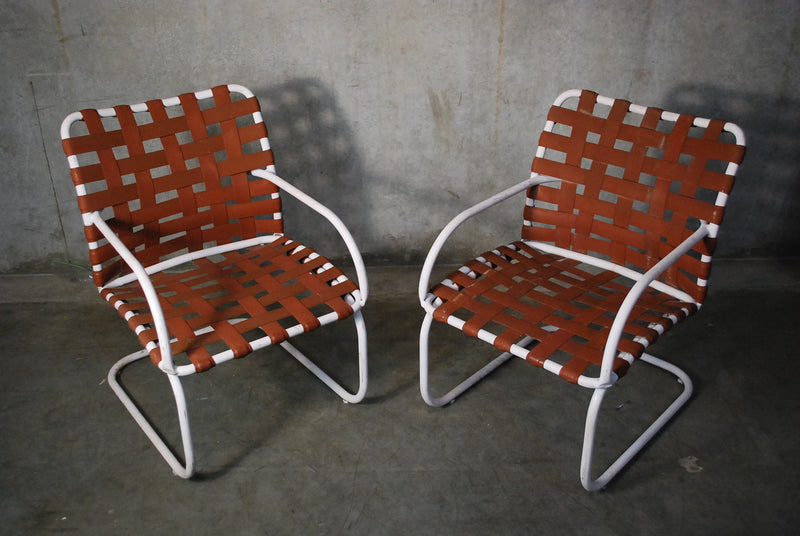 1950 Pair of Brown Jordan Cantilevered Outdoor chairs | Scott Landon Antiques and Interiors.