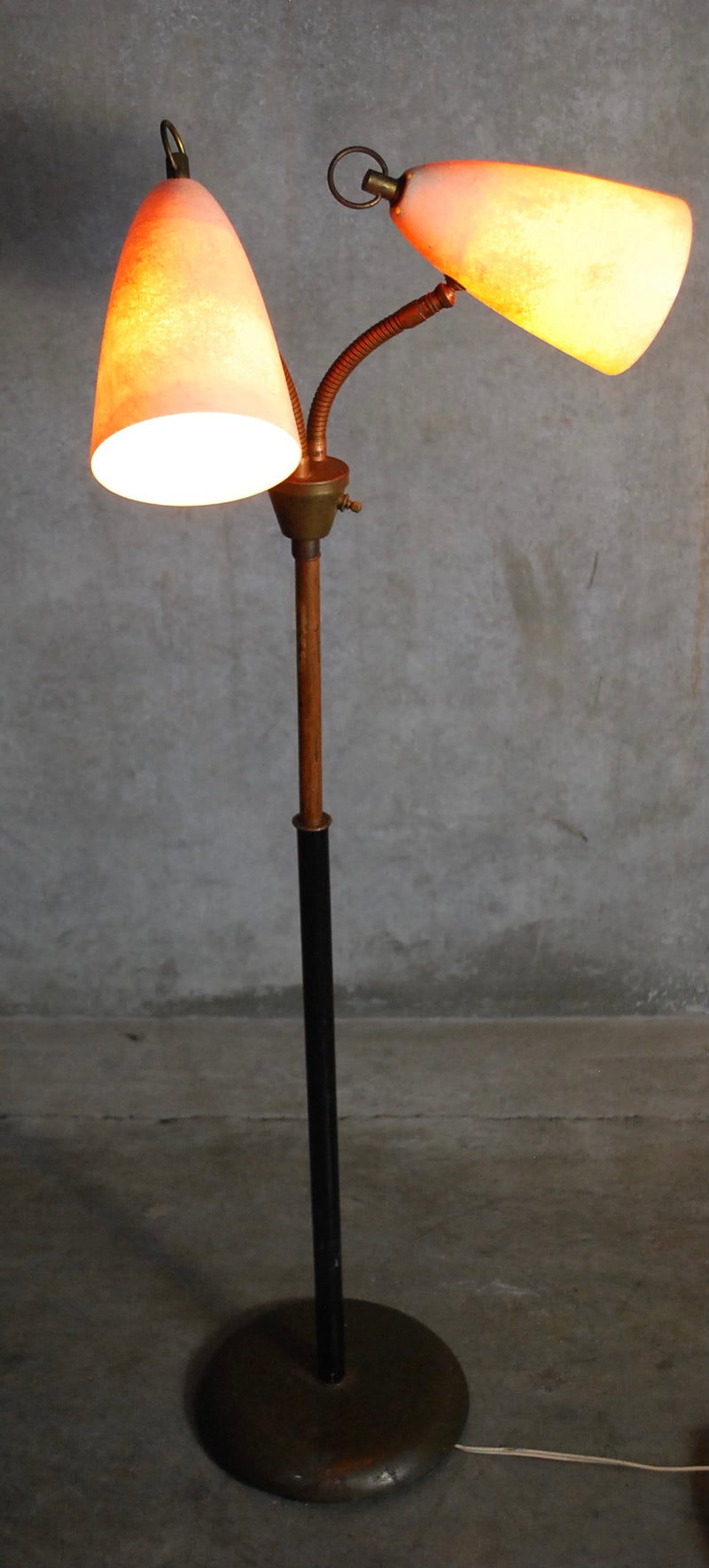 1960 mid century modern brass / copper Floor lamp | Scott Landon Antiques and Interiors.