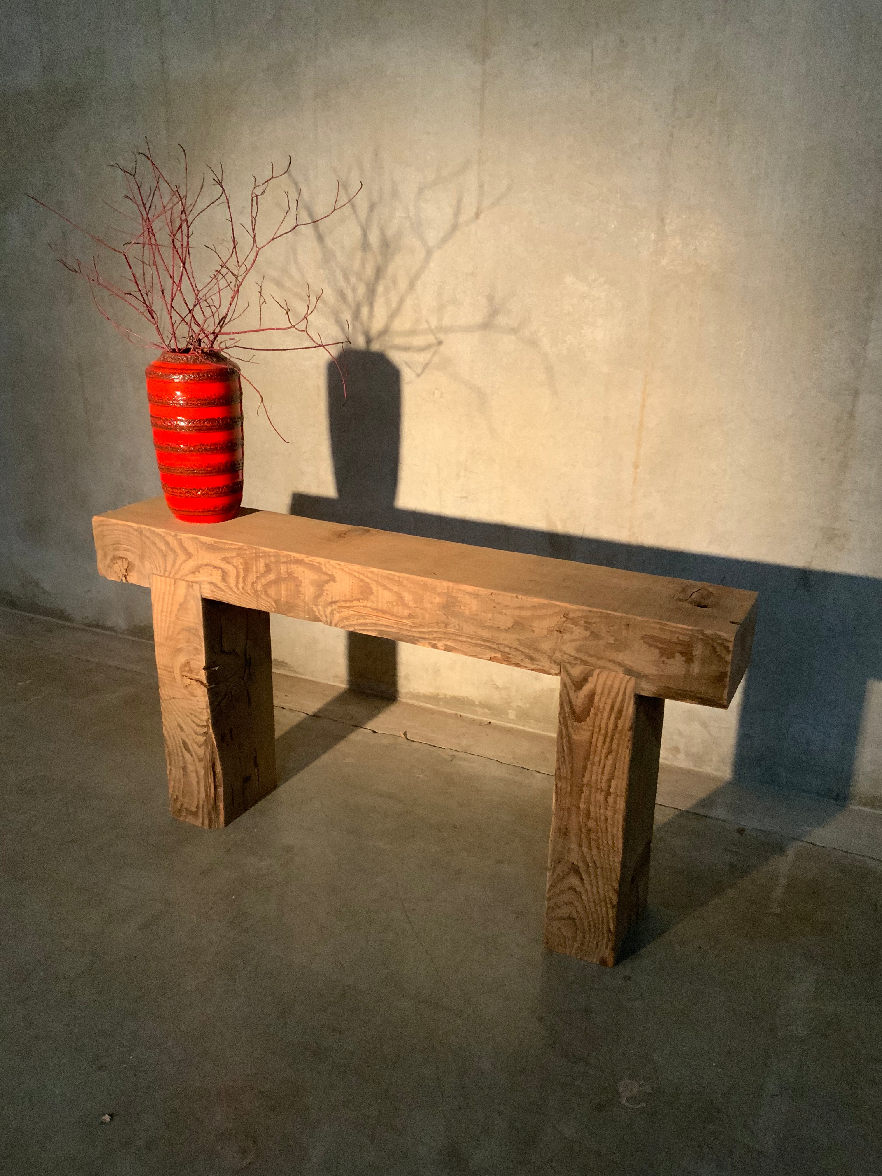 Bespoke solid reclaimed wood console / sofa table | Scott Landon Antiques and Interiors.