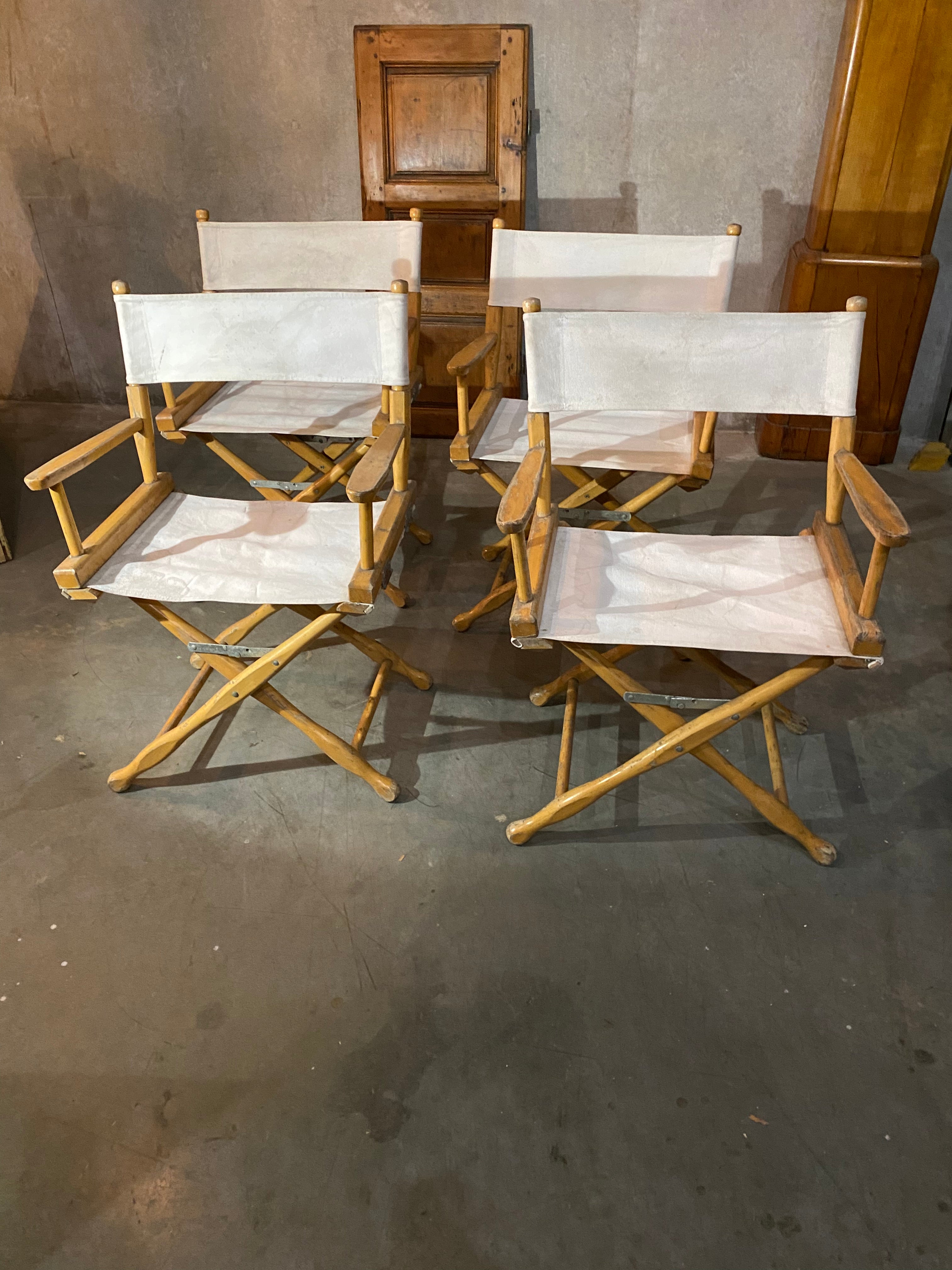 1960 folding maple directors camp chairs by Gold medal Co. | Scott Landon Antiques and Interiors.