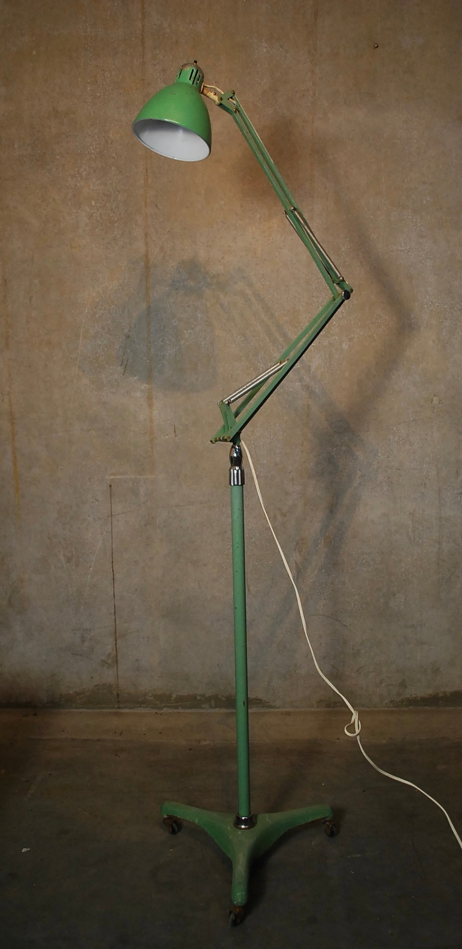 1950 Industrial Rolling Task Floor Lamp | Scott Landon Antiques and Interiors.